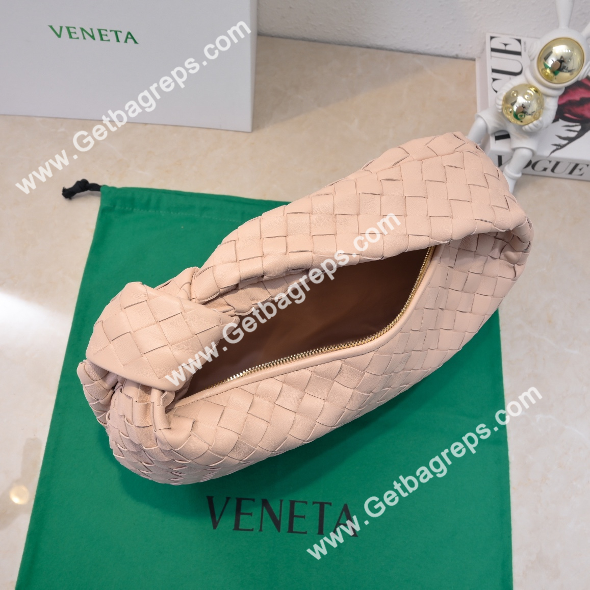 Bottega Veneta Small Jodie Shoulder Bag in Supple Intrecciato Leather 36cm Pink