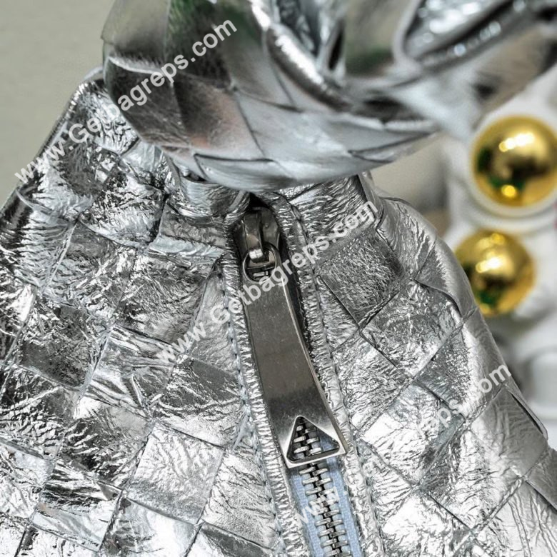 Bottega Veneta Small Jodie Shoulder Bag in Supple Intrecciato Leather 36cm Silver