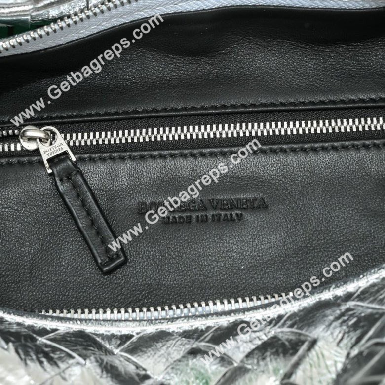 Bottega Veneta Small Jodie Shoulder Bag in Supple Intrecciato Leather 36cm Silver