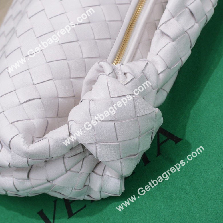 Bottega Veneta Small Jodie Shoulder Bag in Supple Intrecciato Leather 36cm White