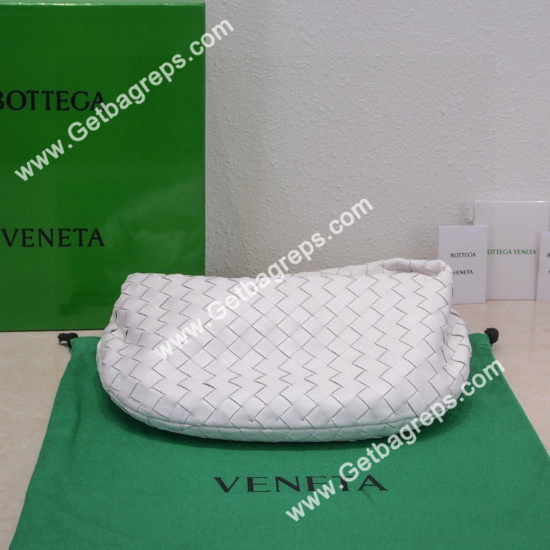 Bottega Veneta Small Jodie Shoulder Bag in Supple Intrecciato Leather 36cm White