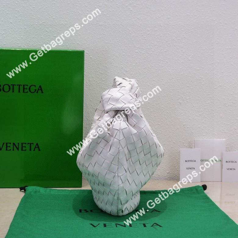 Bottega Veneta Small Jodie Shoulder Bag in Supple Intrecciato Leather 36cm White