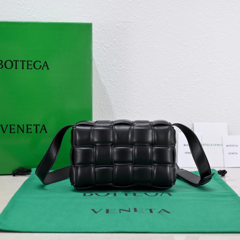 Bottega Veneta Small Padded Cassette Intreccio Leather Cross-body Bag Black