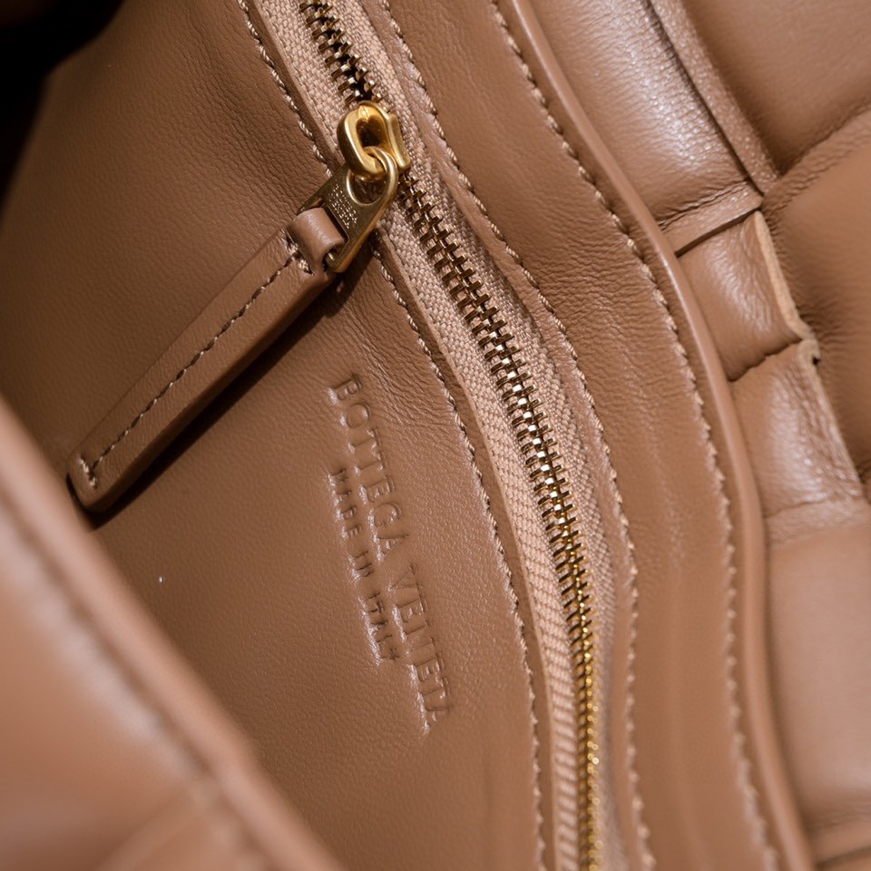 Bottega Veneta Small Padded Cassette Intreccio Leather Cross-body Bag Caramel