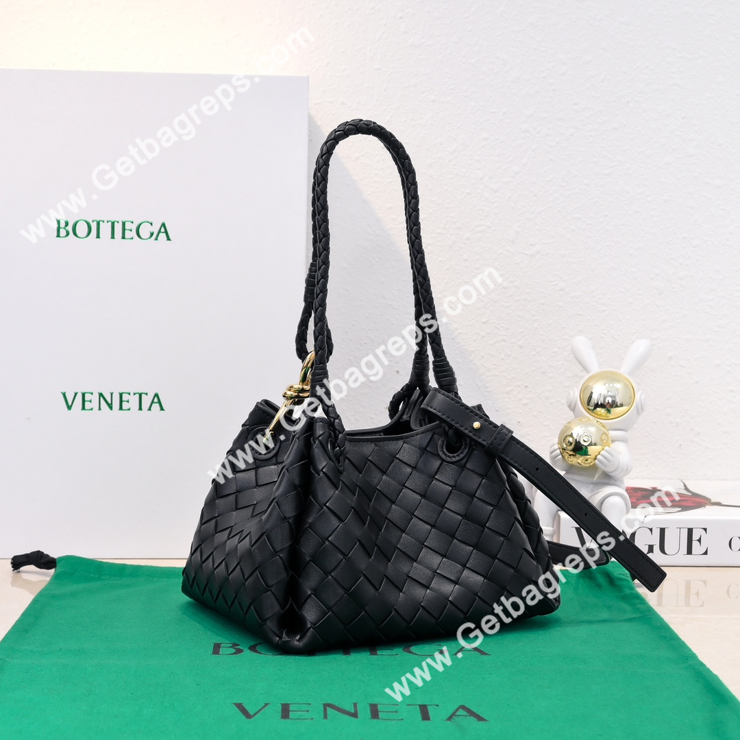 Bottega Veneta Small Parachute Shoulder bag in supple Intrecciato Leather Black