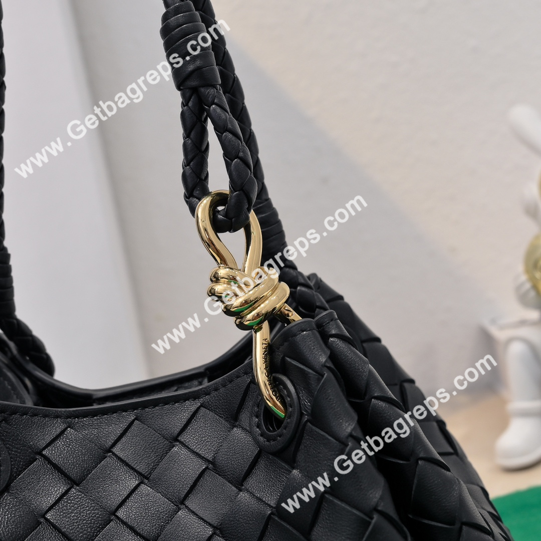 Bottega Veneta Small Parachute Shoulder bag in supple Intrecciato Leather Black