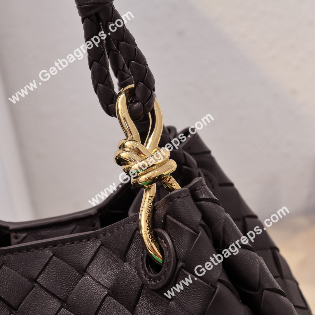 Bottega Veneta Small Parachute Shoulder bag in supple Intrecciato Leather Dark Coffee