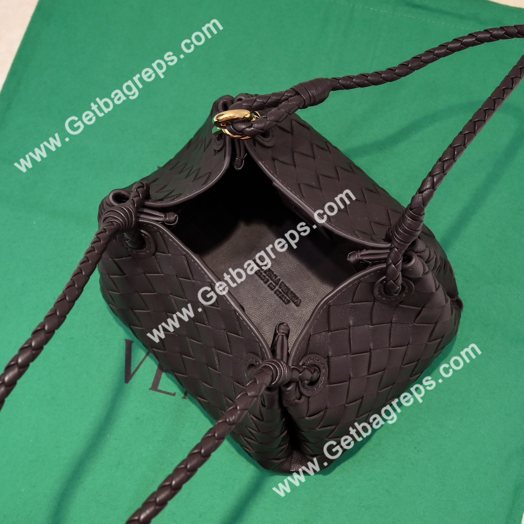 Bottega Veneta Small Parachute Shoulder bag in supple Intrecciato Leather Dark Coffee
