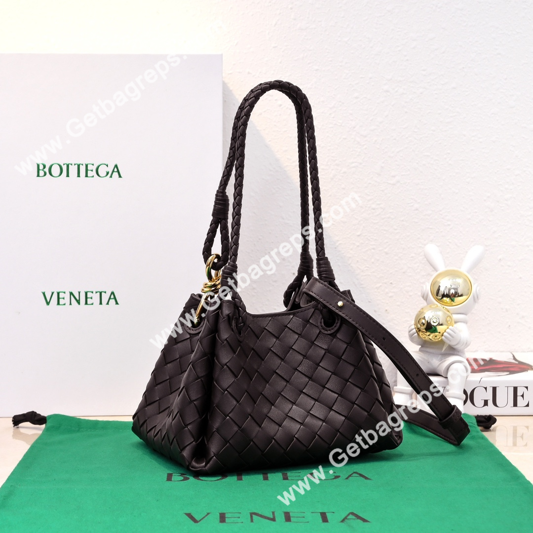 Bottega Veneta Small Parachute Shoulder bag in supple Intrecciato Leather Dark Coffee