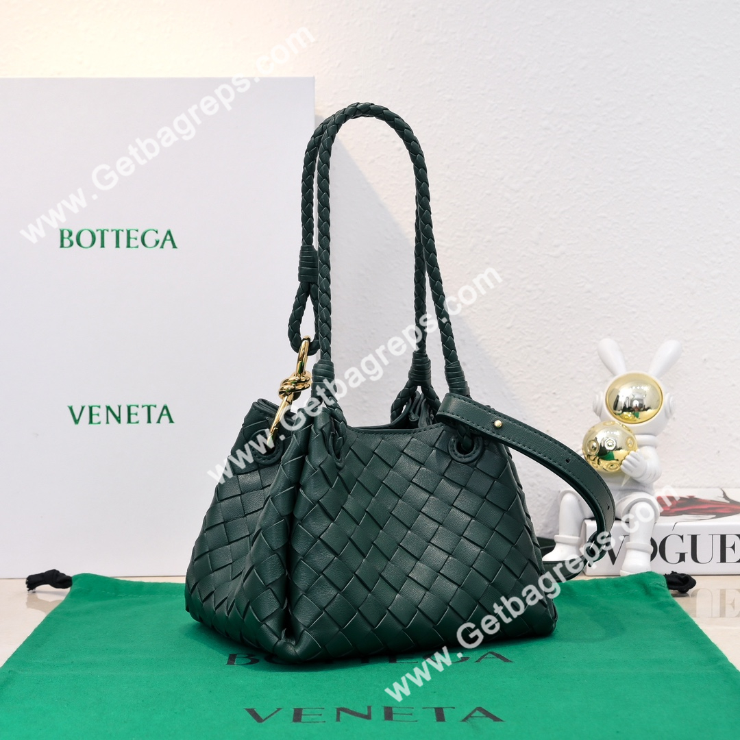 Bottega Veneta Small Parachute Shoulder bag in supple Intrecciato Leather Dark Green