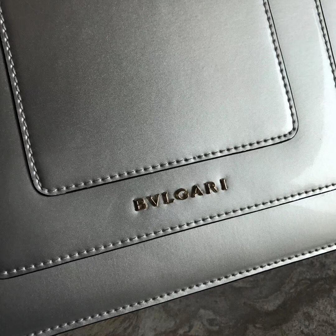 Bulgari Serpenti Forever Flap Cover Bag Metallic Calf Leather Grey