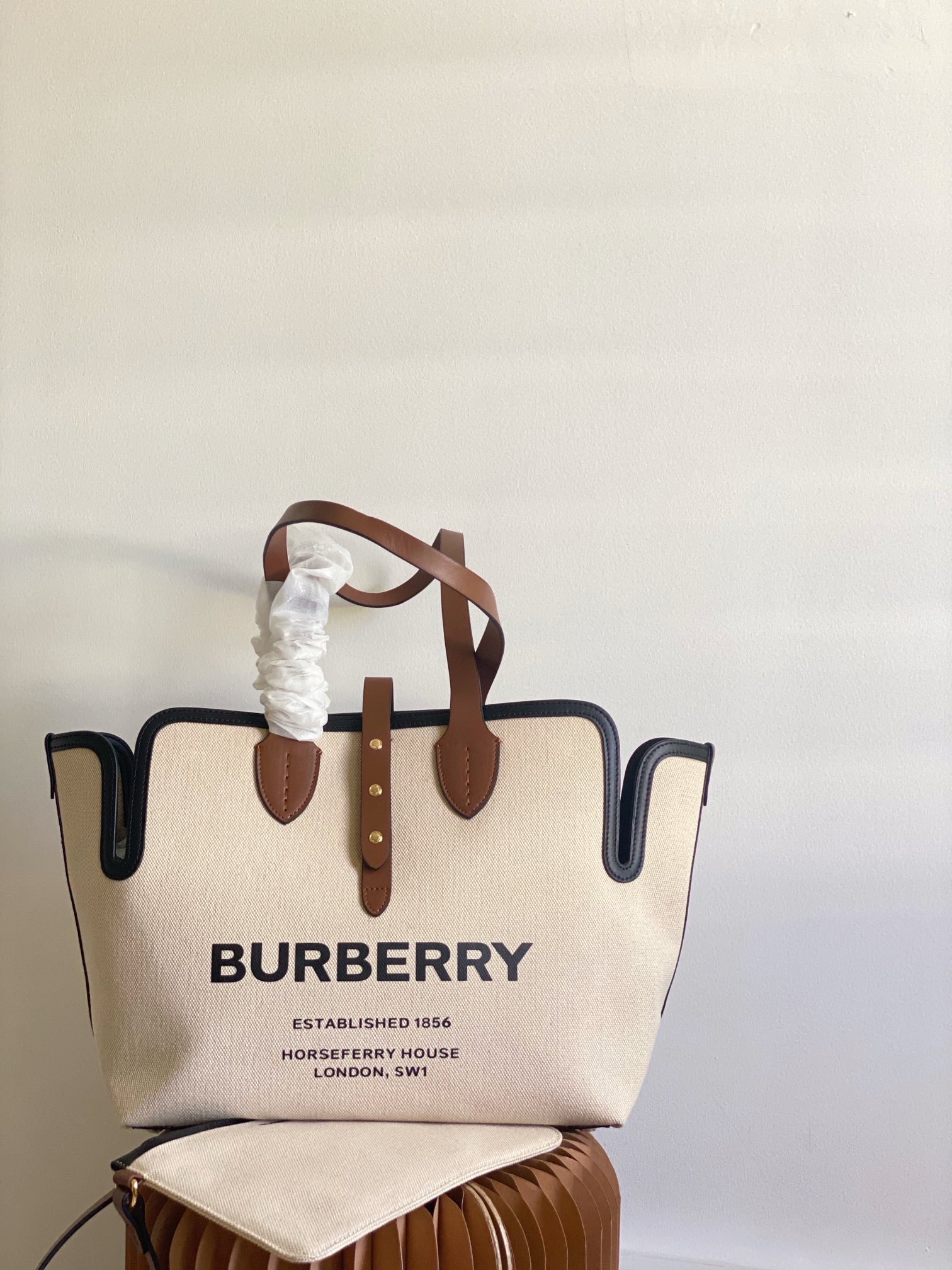 Burberry Canvas Large Capacity Tote Bag Black