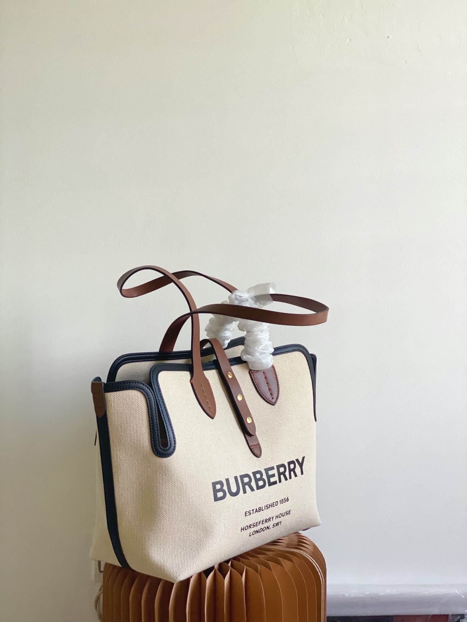 Burberry Canvas Large Capacity Tote Bag Black