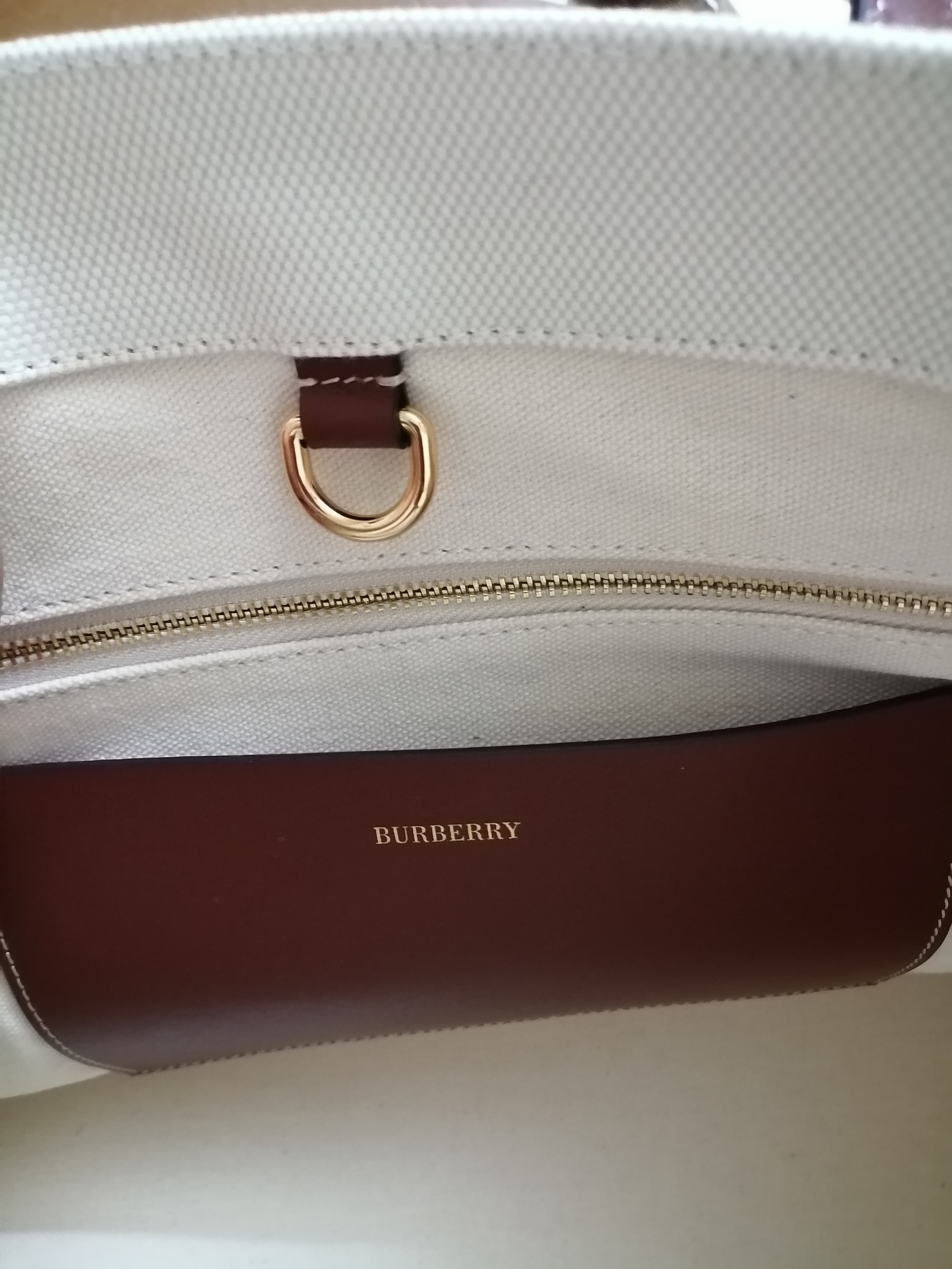 Burberry Large Two-tone Canvas and Leather Freya Tote Brown