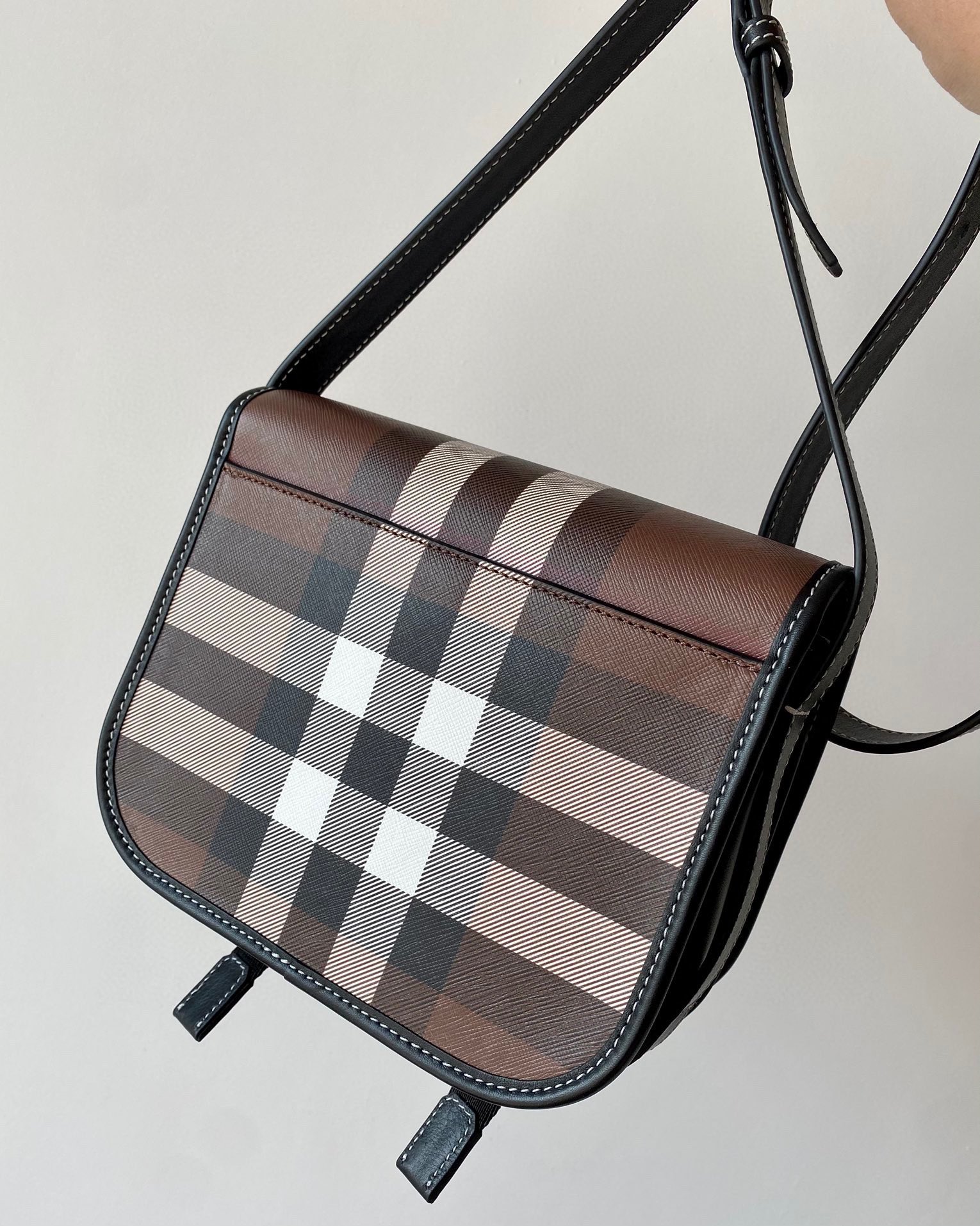 Burberry Men Crossbody Bags Check Print and Leather Messenger Bag