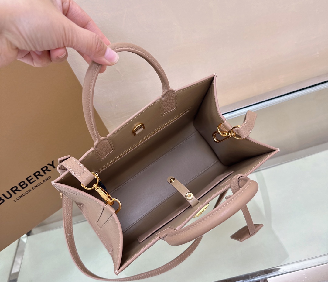 Burberry Mini Frances Bag Thomas Burberry Monogram Two-tone Grainy Calf Leather Apricot