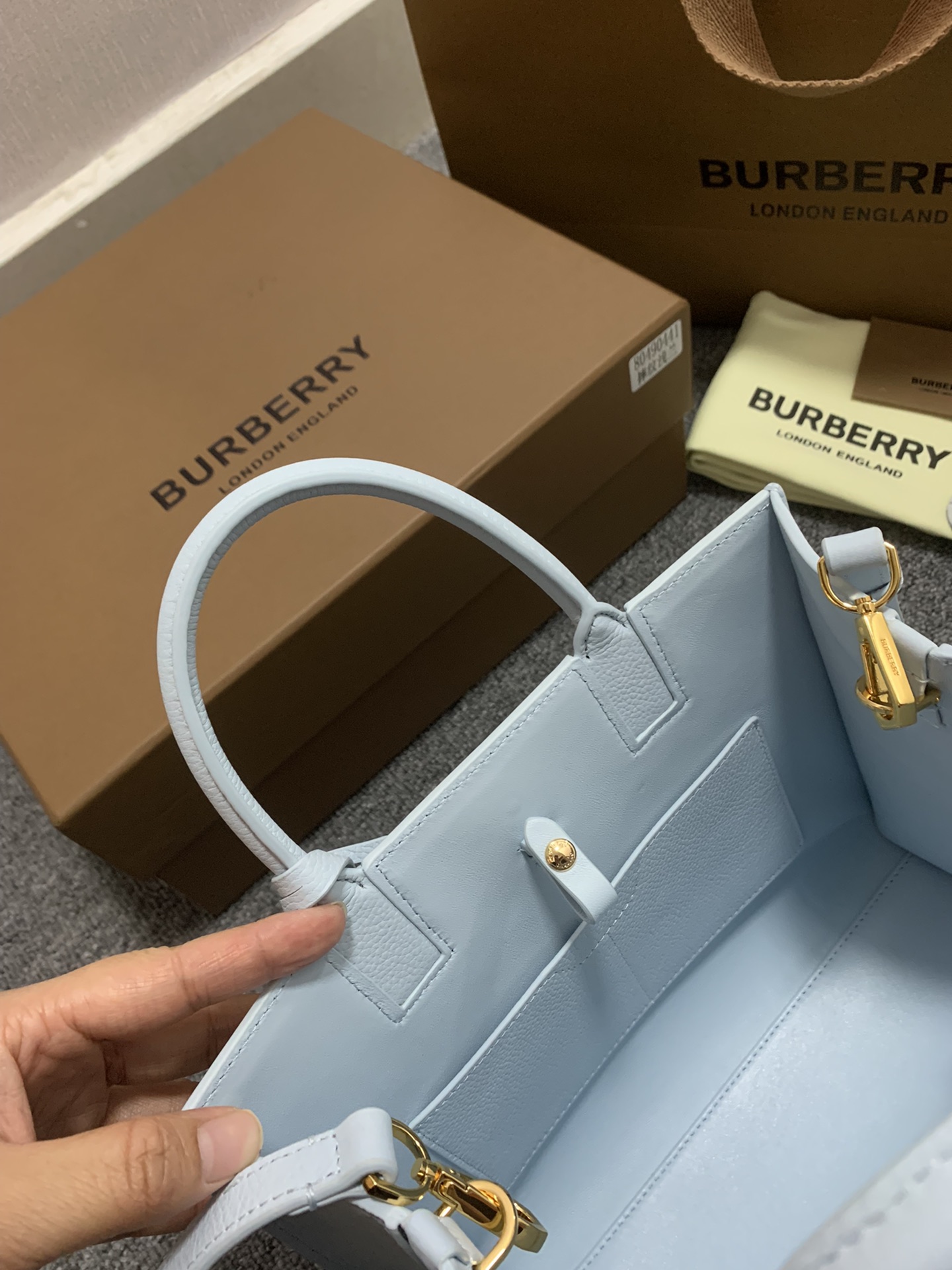 Burberry Mini Frances Bag Thomas Burberry Monogram Two-tone Grainy Calf Leather Blue