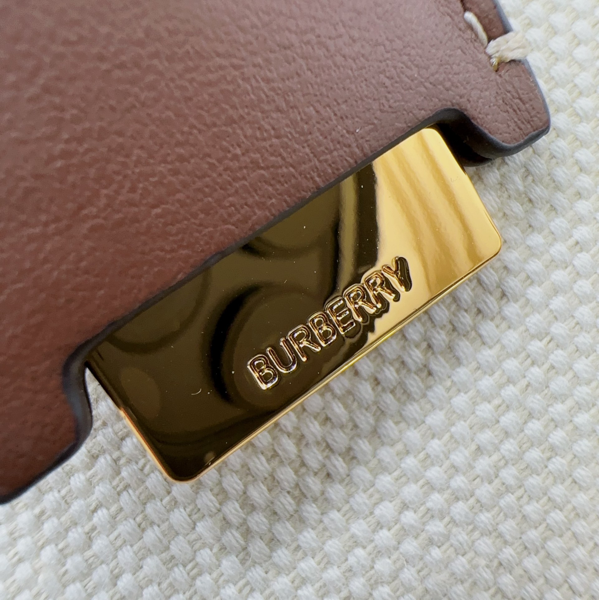 Burberry Mini Frances Bag Thomas Burberry Monogram Two-tone Grainy Calf Leather White and Coffee