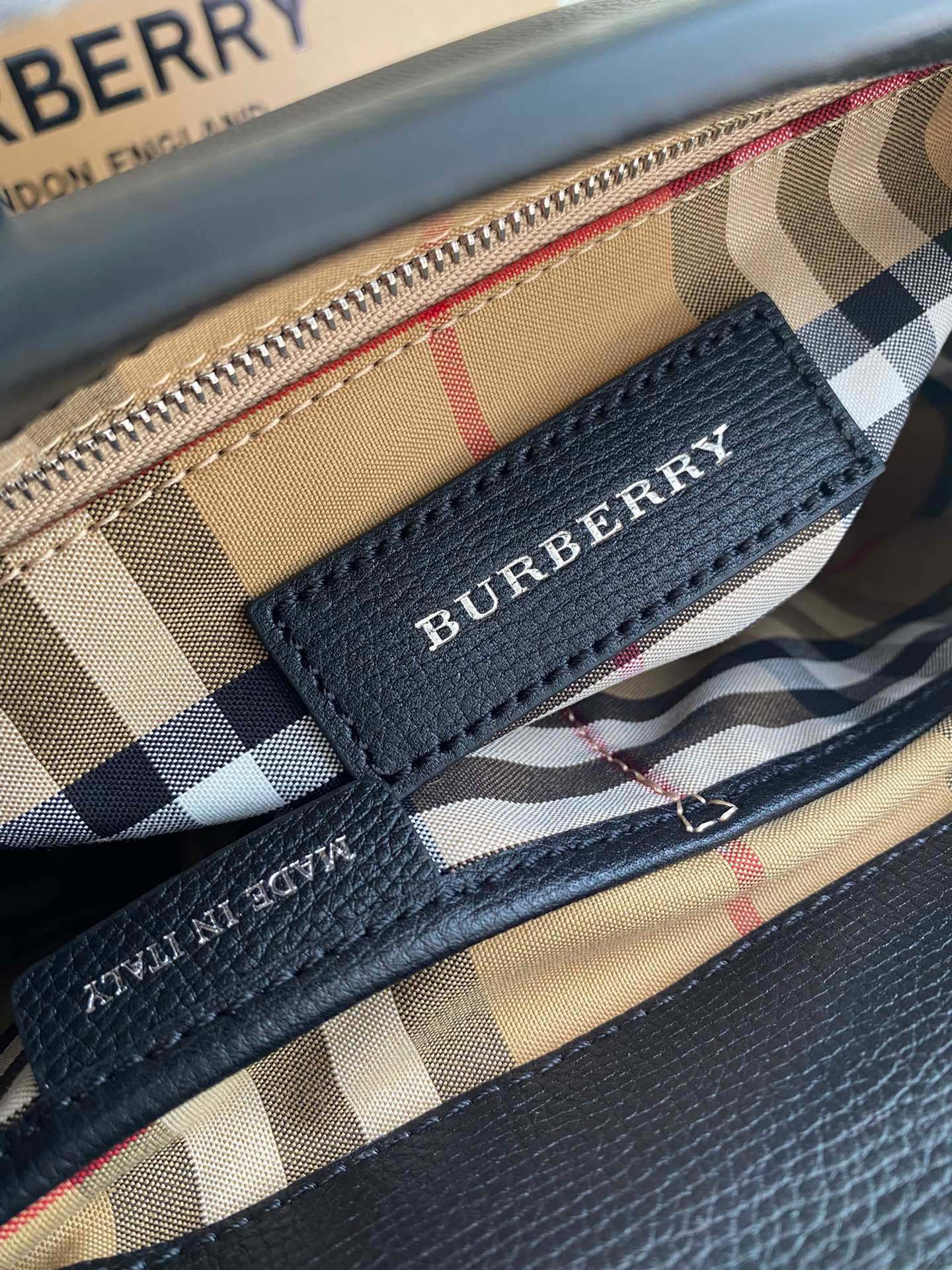 Burberry Mini Leather and Vintage Check Two-handle Title Bag with Check Strap