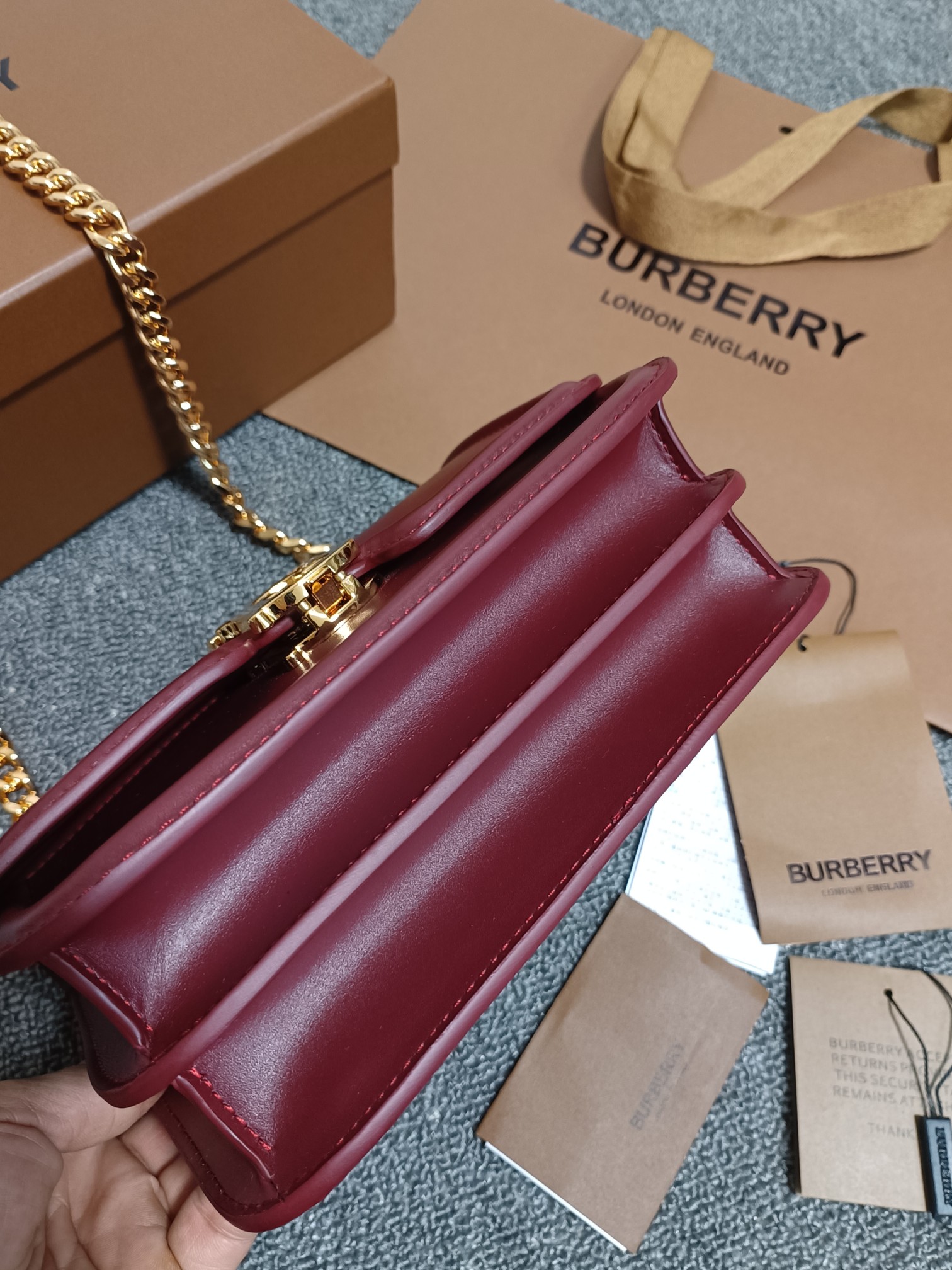 Burberry Mini TB Shoulder Bag Red Calf Leather