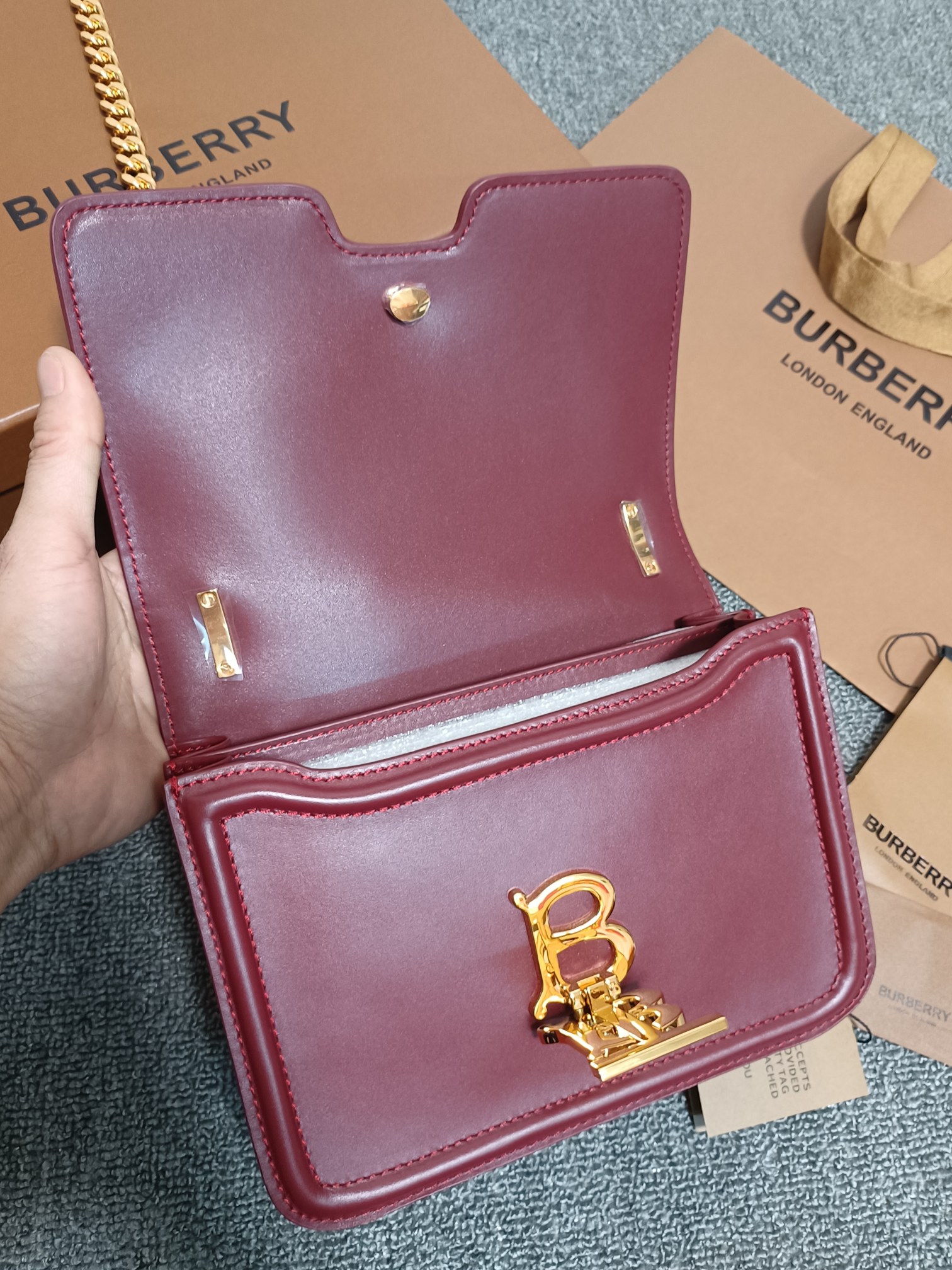 Burberry Mini TB Shoulder Bag Red Calf Leather