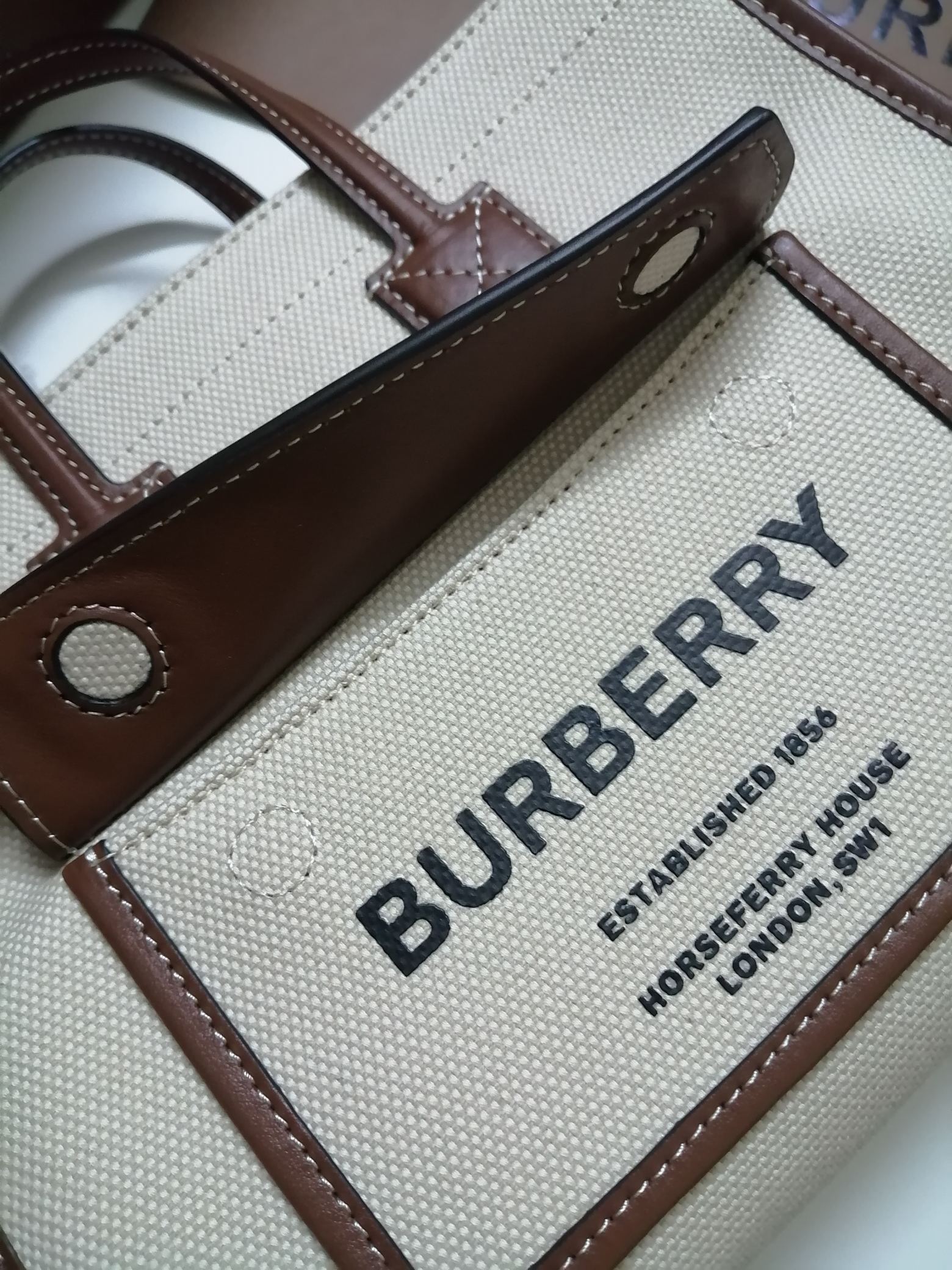 Burberry Mini Two-tone Canvas and Leather Freya Tote