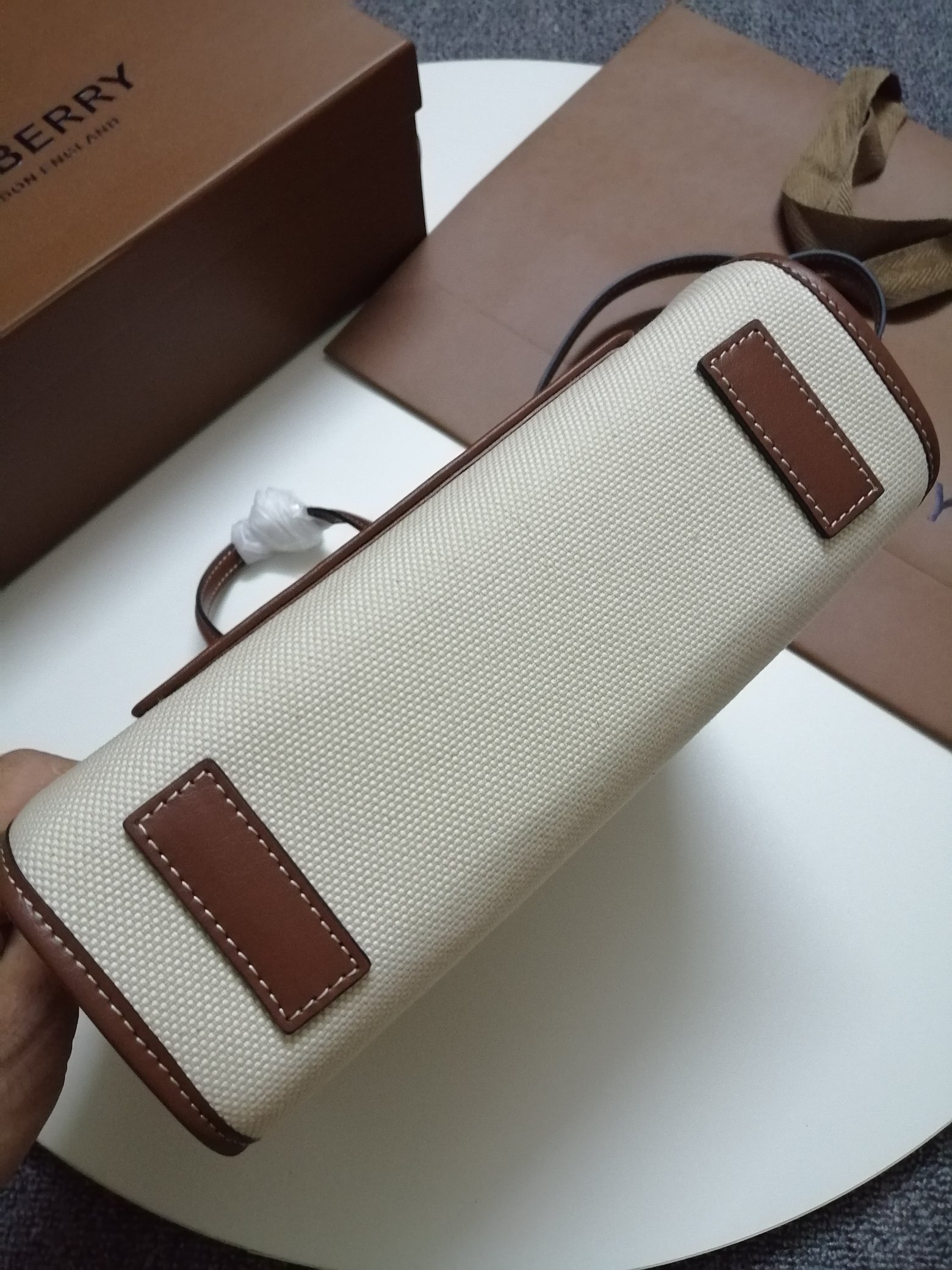 Burberry Mini Two-tone Canvas and Leather Freya Tote