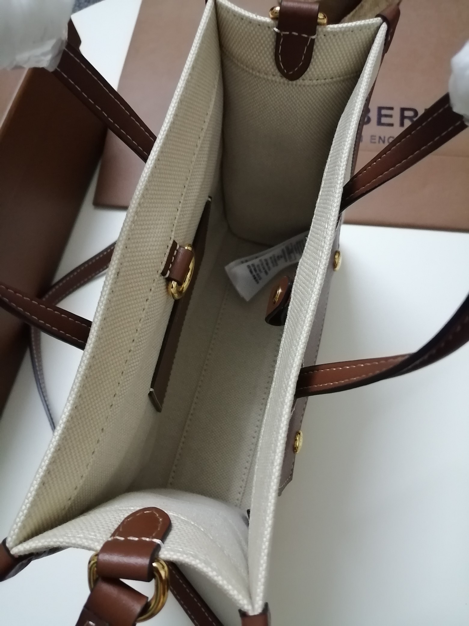 Burberry Mini Two-tone Canvas and Leather Freya Tote