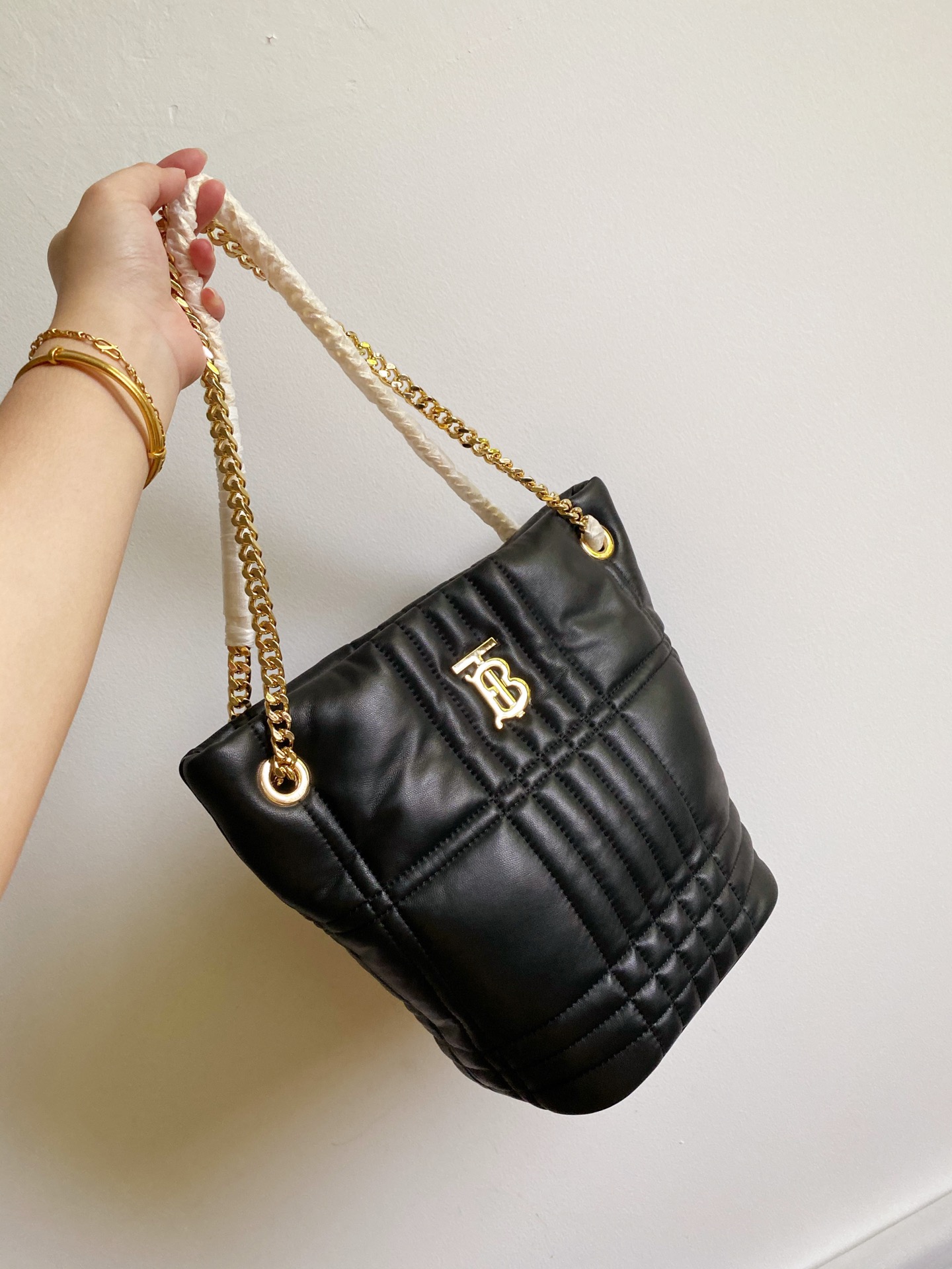 Burberry Small Quilted Lambskin Lola Bucket Bag Maple Blown