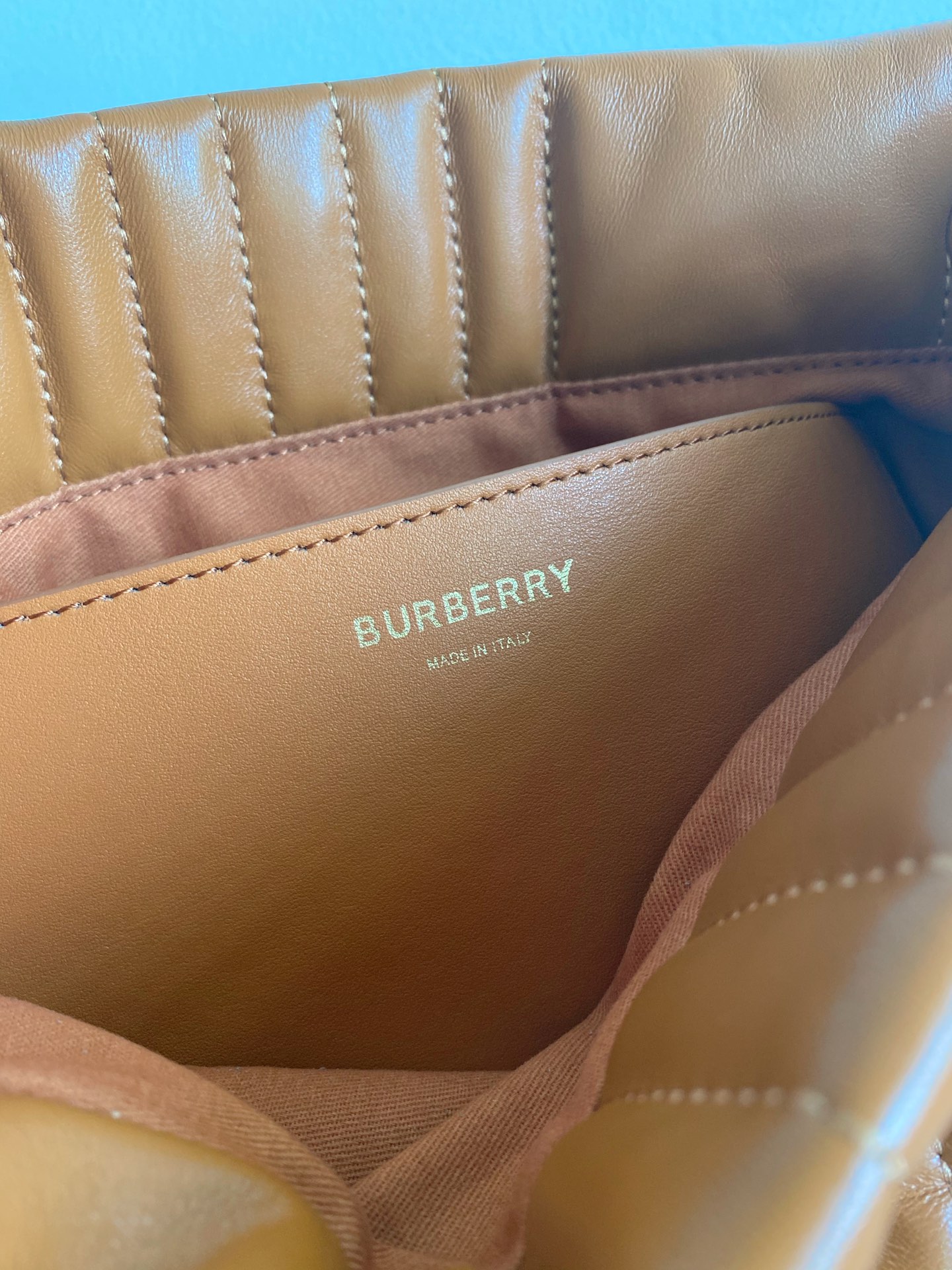 Burberry Small Quilted Lambskin Lola Bucket Bag Maple Brown