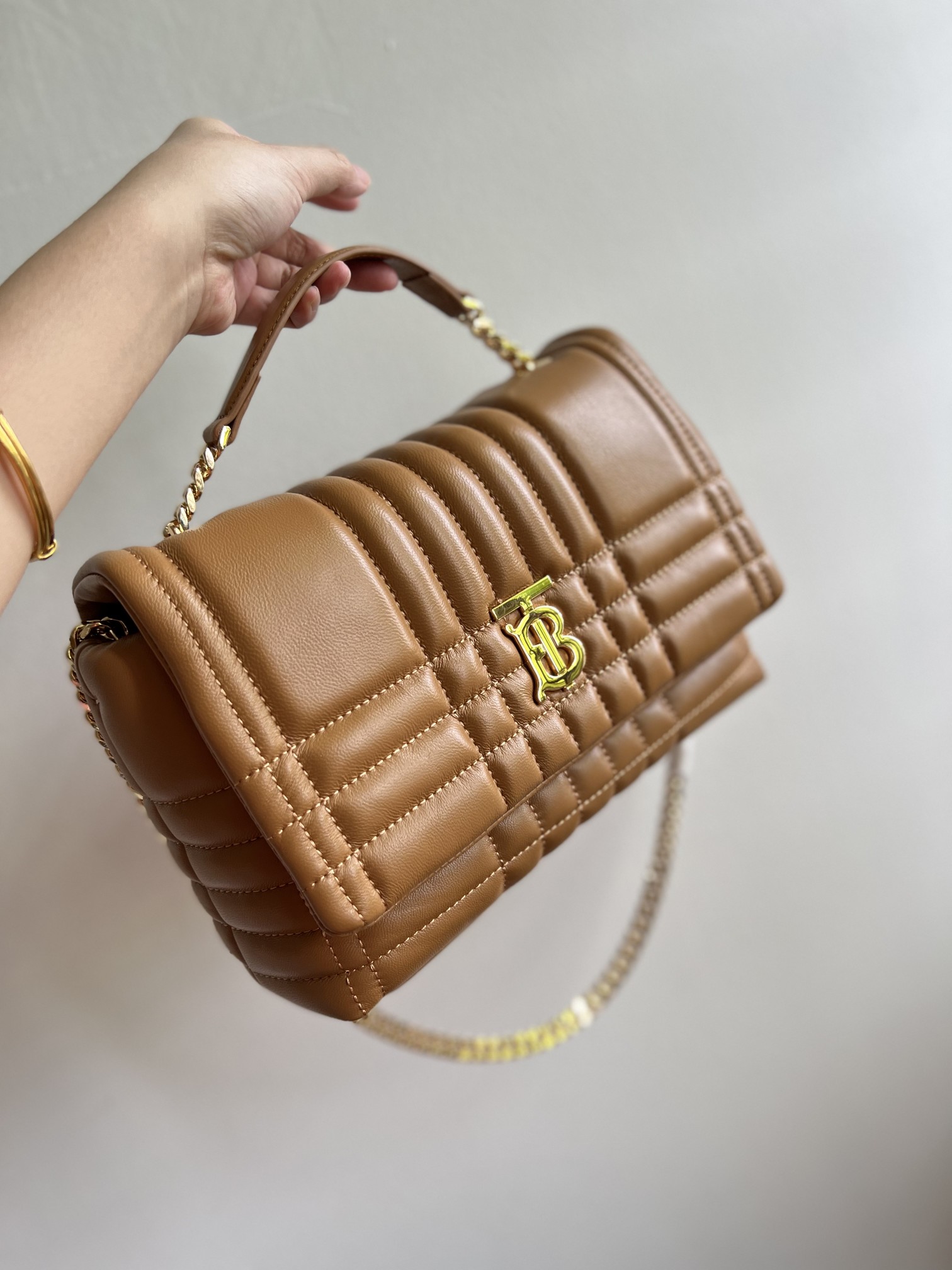 Burberry Small Quilted Lambskin Lola Satchel Brown