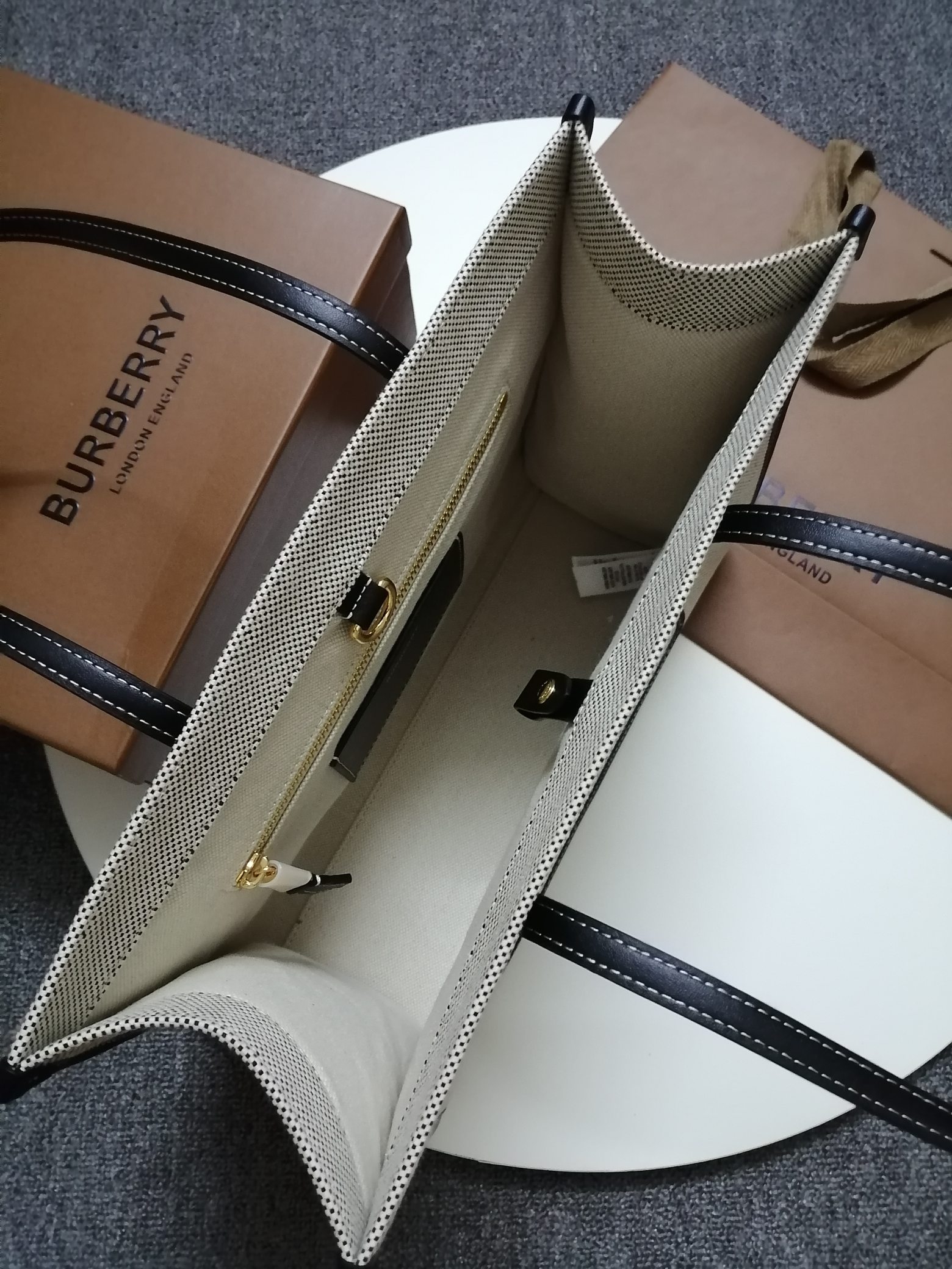 Burberry Small Two-tone Canvas and Leather Freya Tote Black