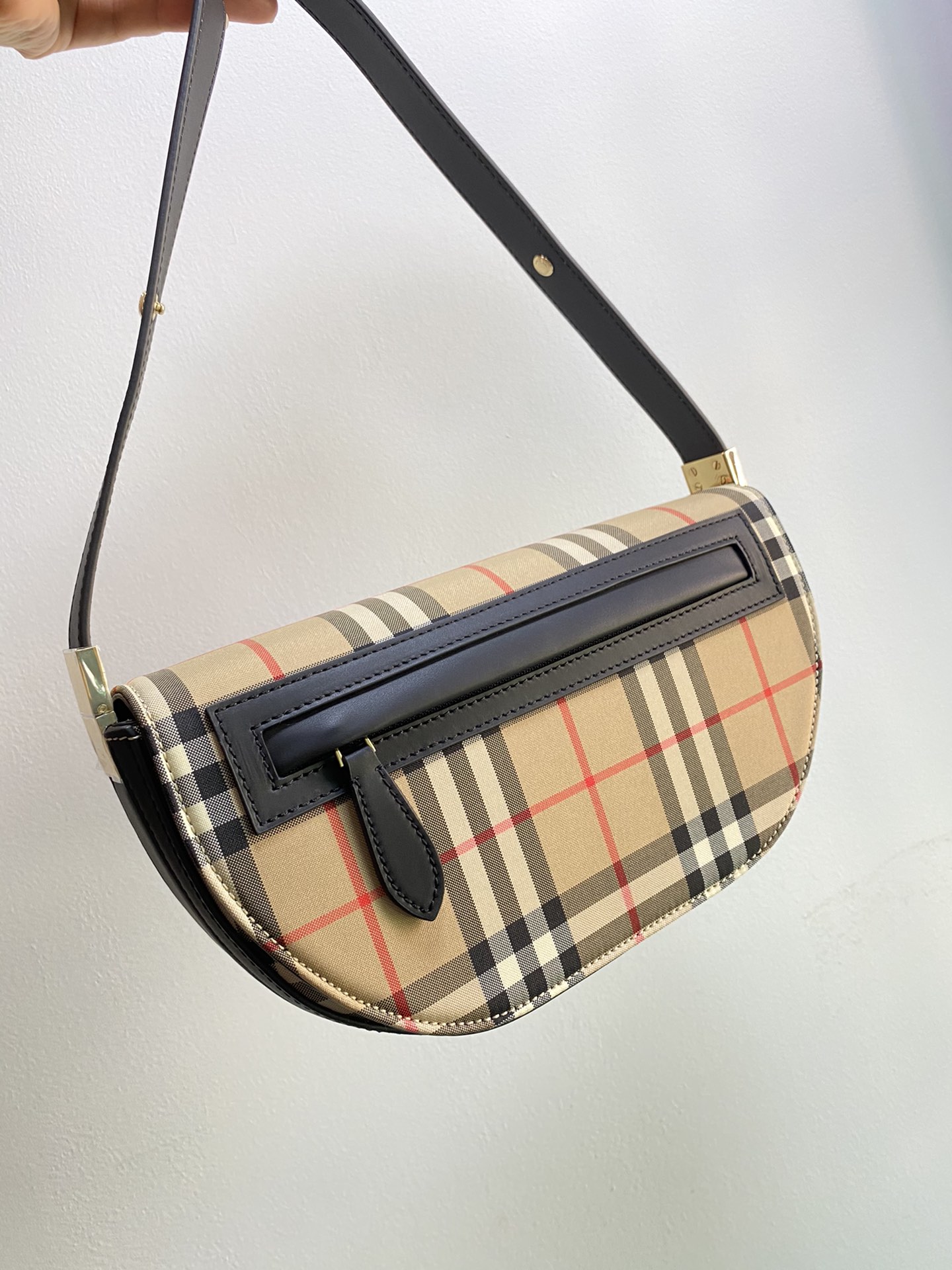 Burberry Two-tone Check Leather Small Olympia Bag