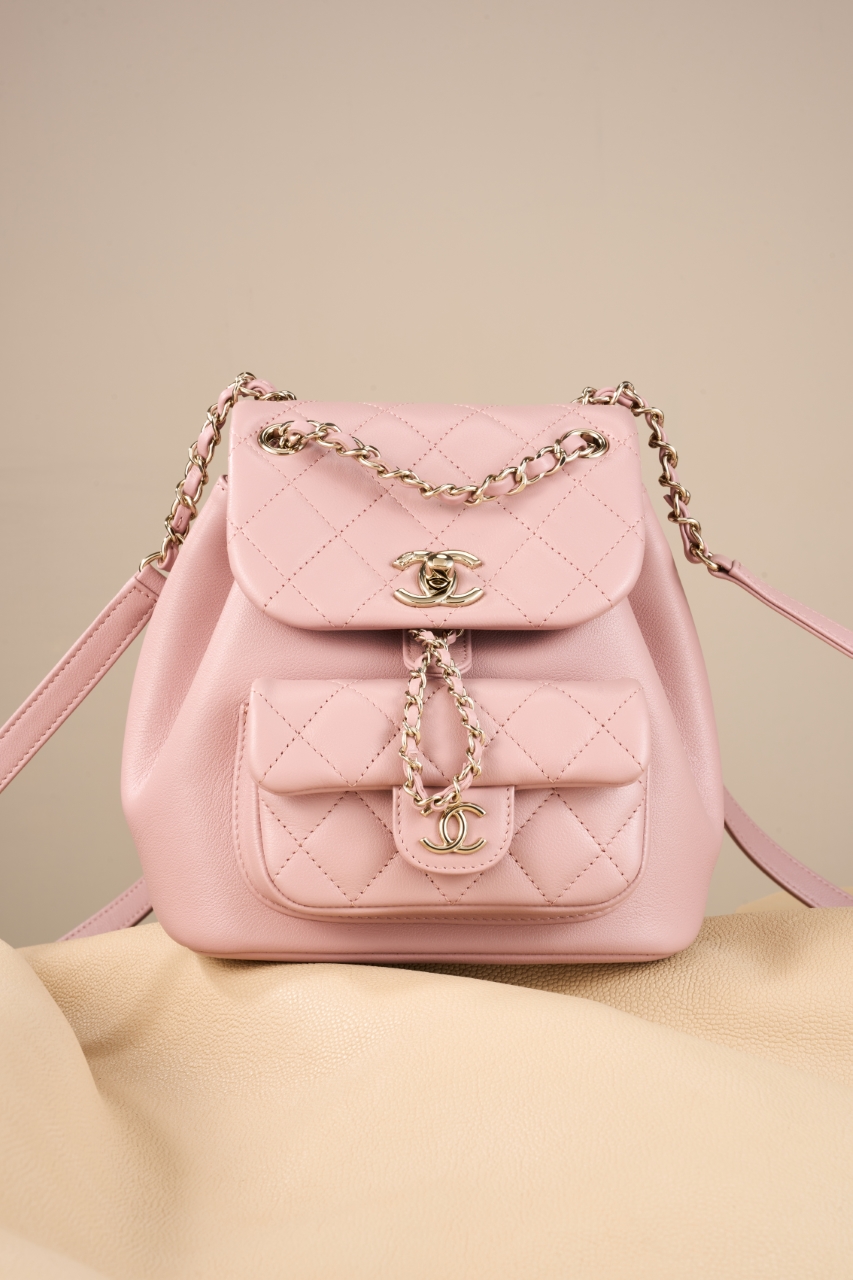 CHANEL 24P Mini Duma Drawstring Backpack Pink