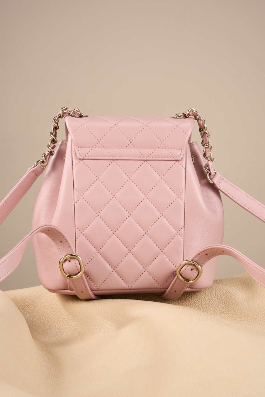 CHANEL 24P Mini Duma Drawstring Backpack Pink