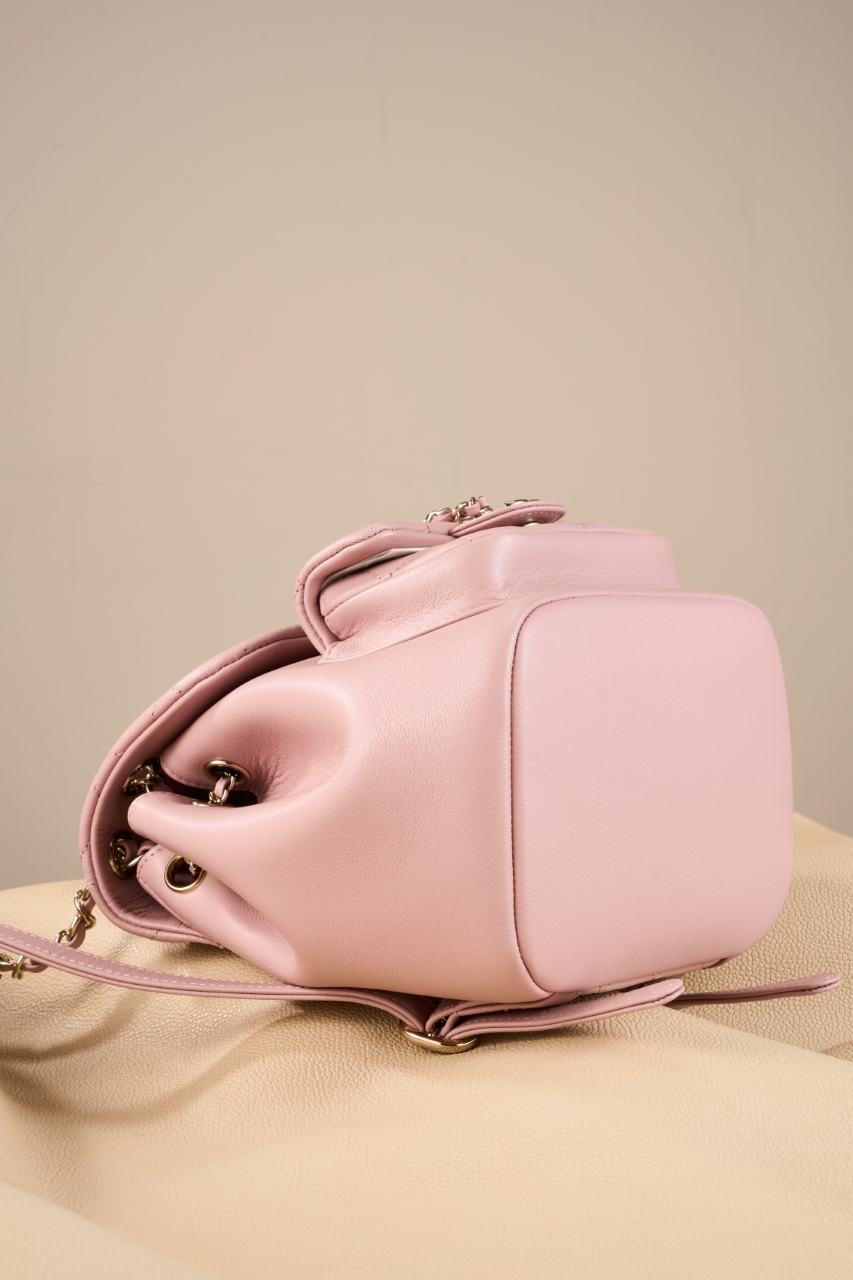 CHANEL 24P Mini Duma Drawstring Backpack Pink