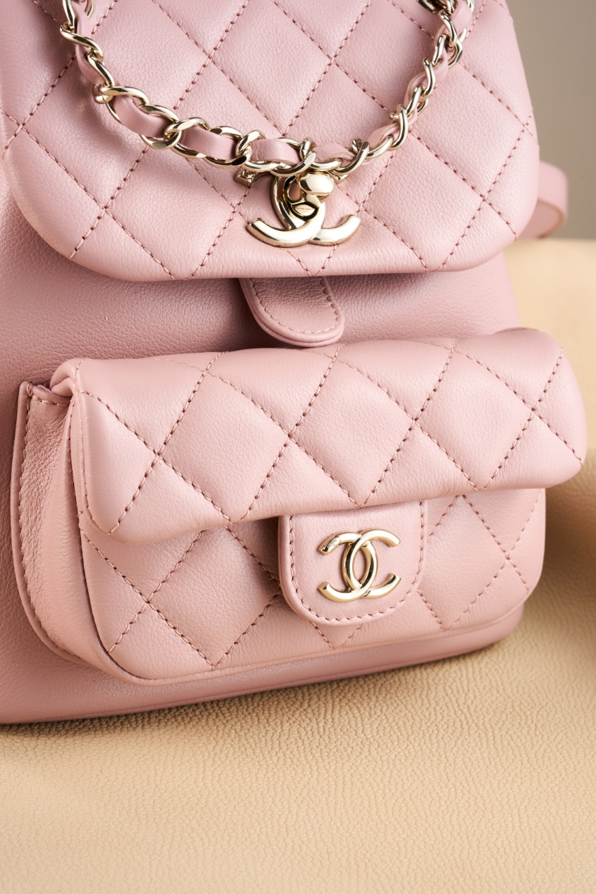 CHANEL 24P Mini Duma Drawstring Backpack Pink