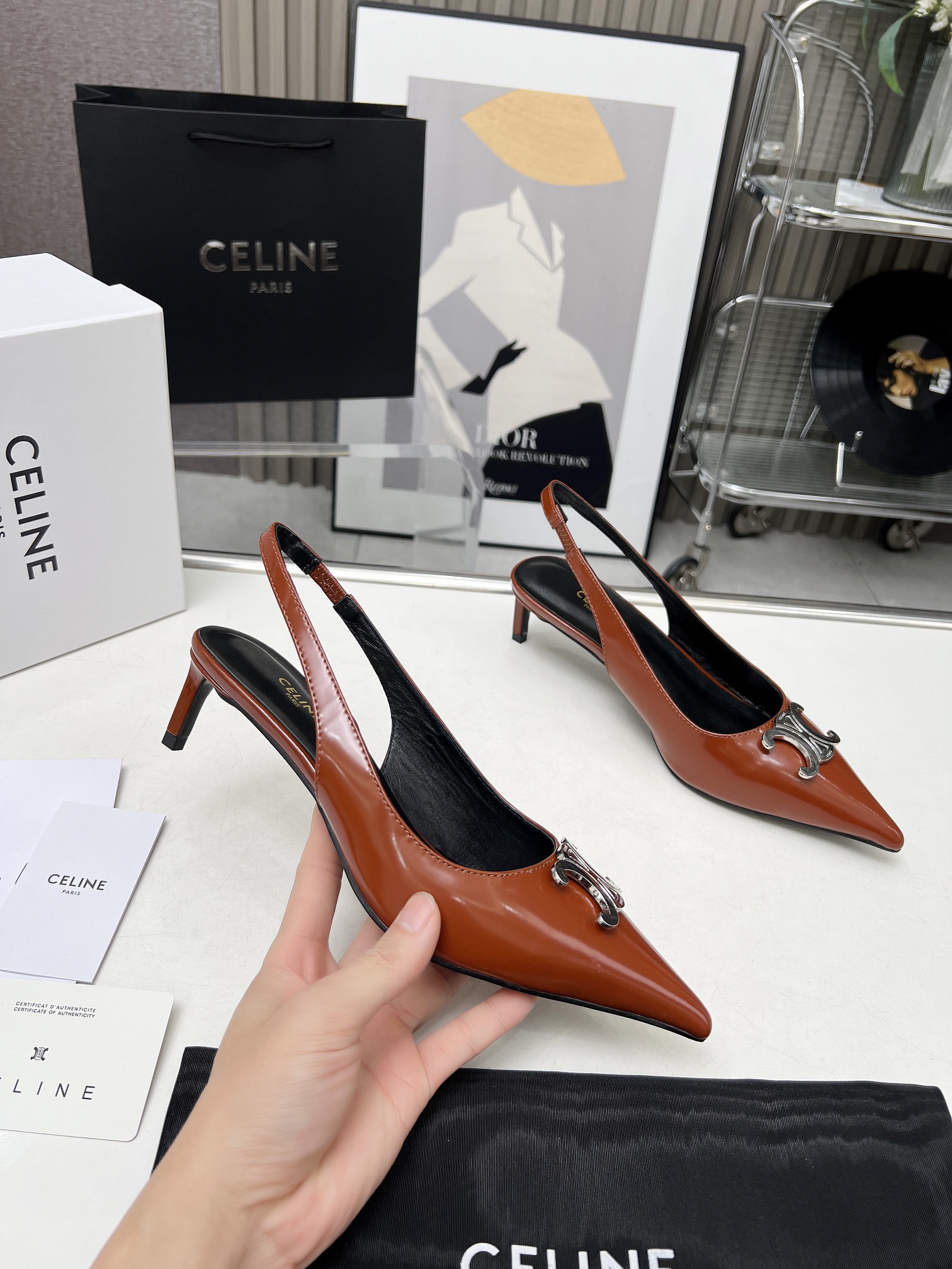 Celine Alma Triomphe Slingback in Glossy-0006