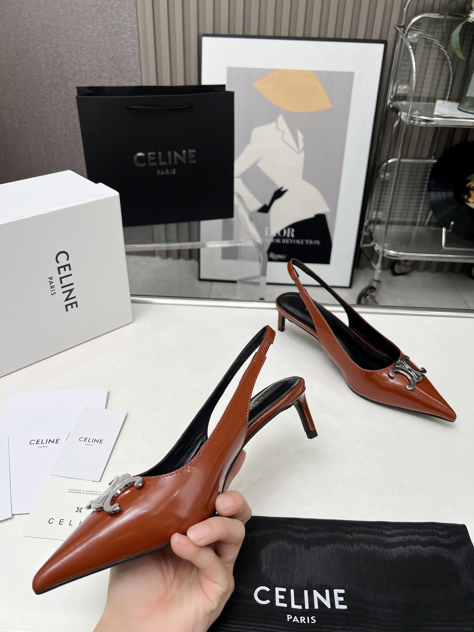 Celine Alma Triomphe Slingback in Glossy-0006