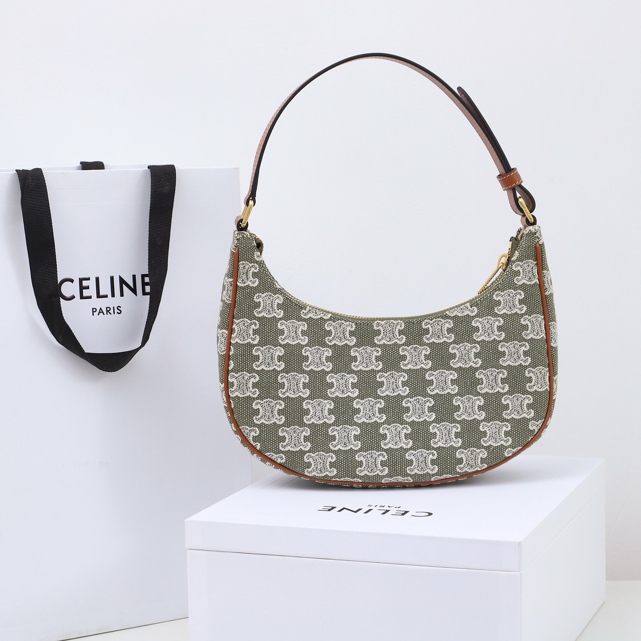 Celine Ava Strap Bag Canvas And Calfskin