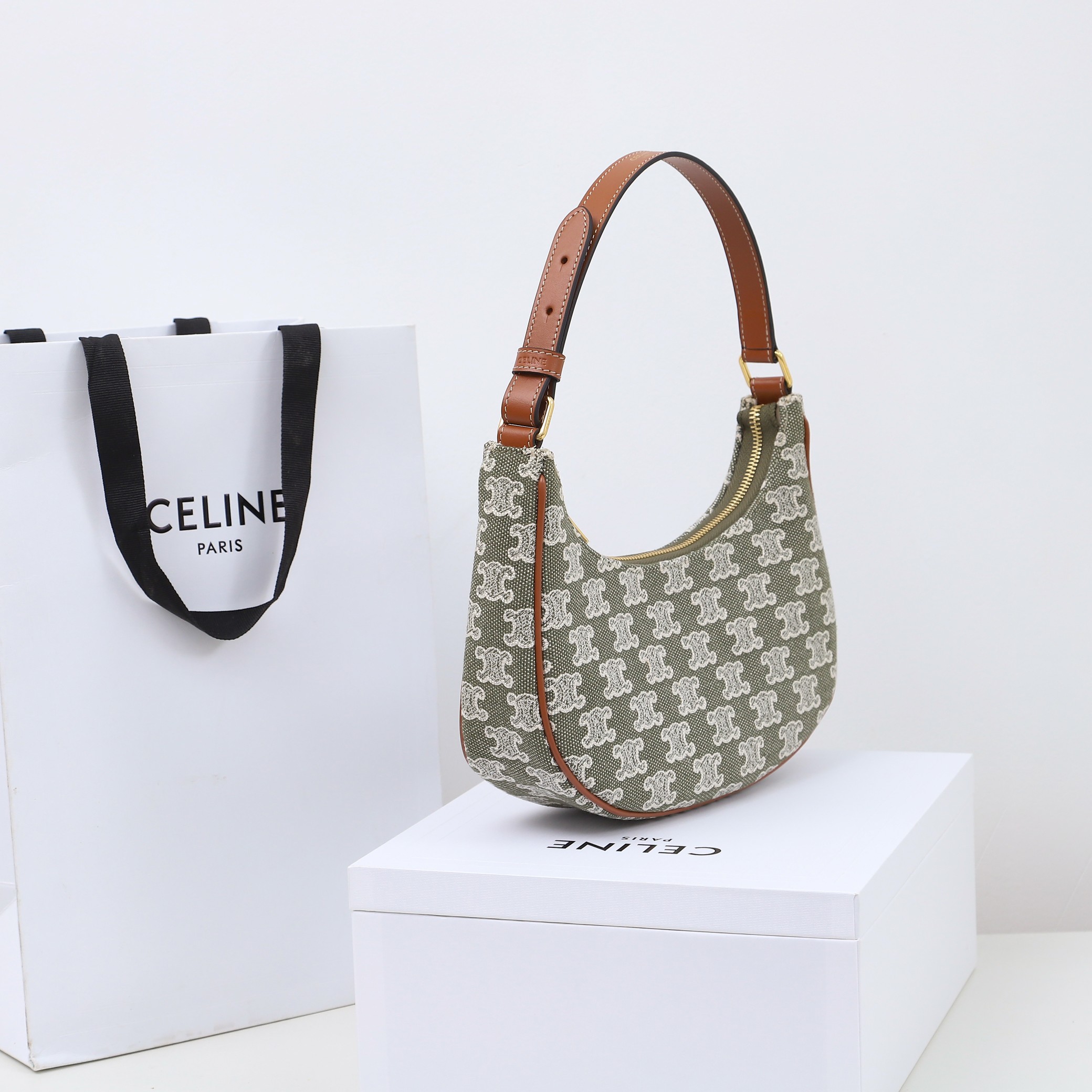 Celine Ava Strap Bag Canvas And Calfskin