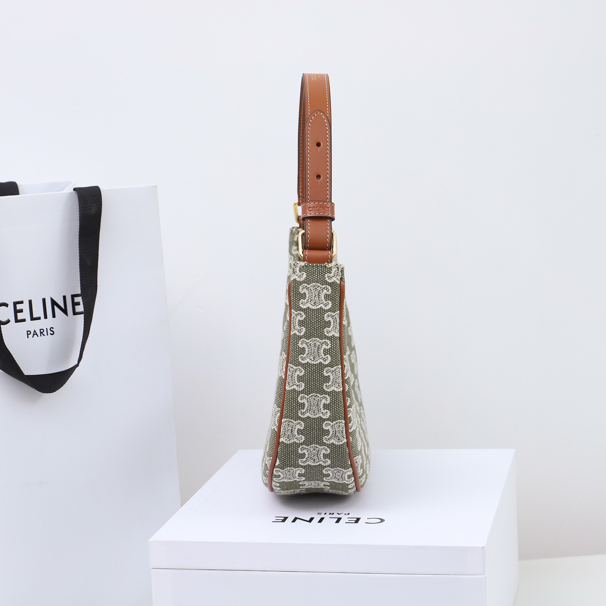 Celine Ava Strap Bag Canvas And Calfskin