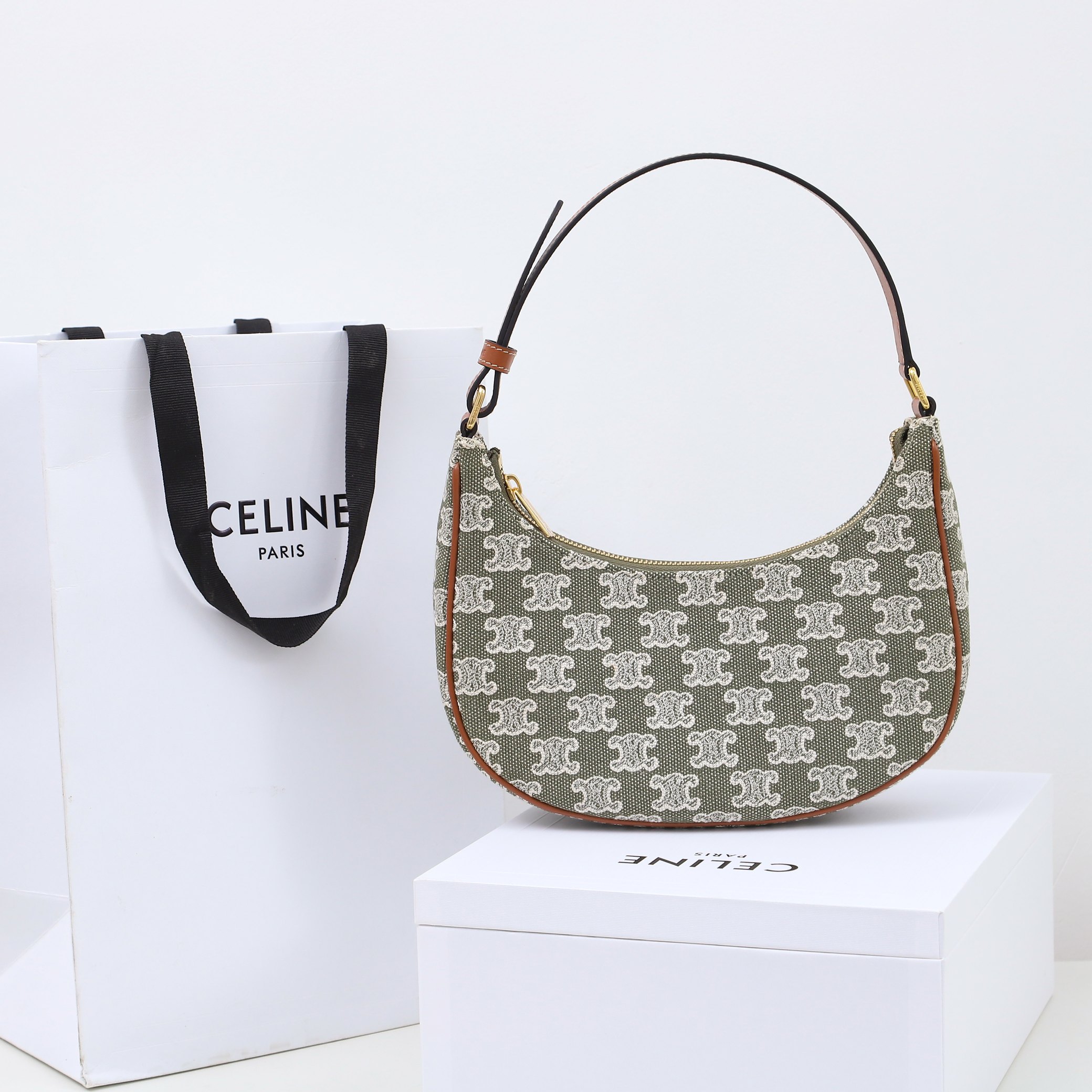 Celine Ava Strap Bag Canvas And Calfskin