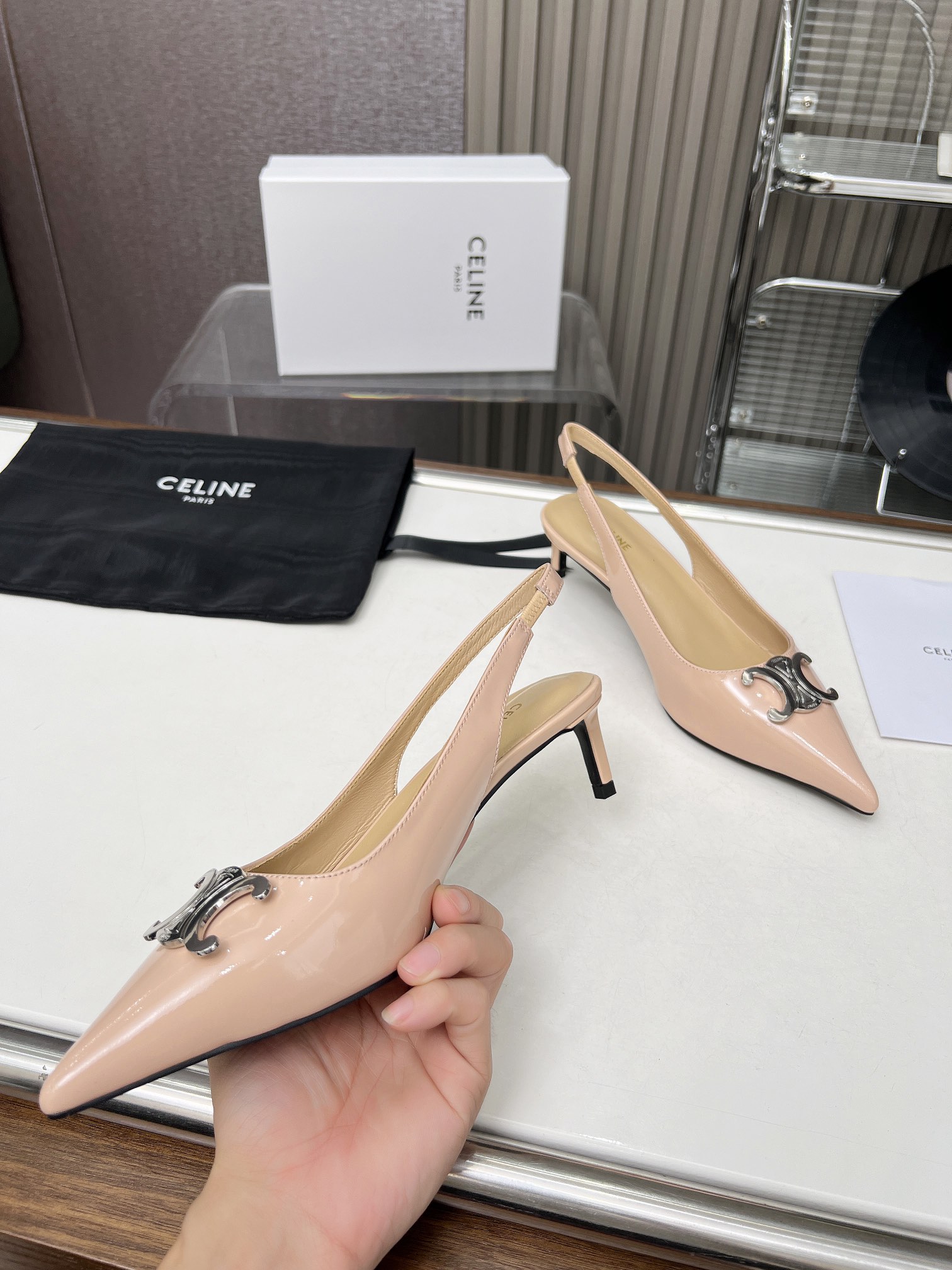 Celine Celine Alma Triomphe Slingback in Glossy-0003  35-42