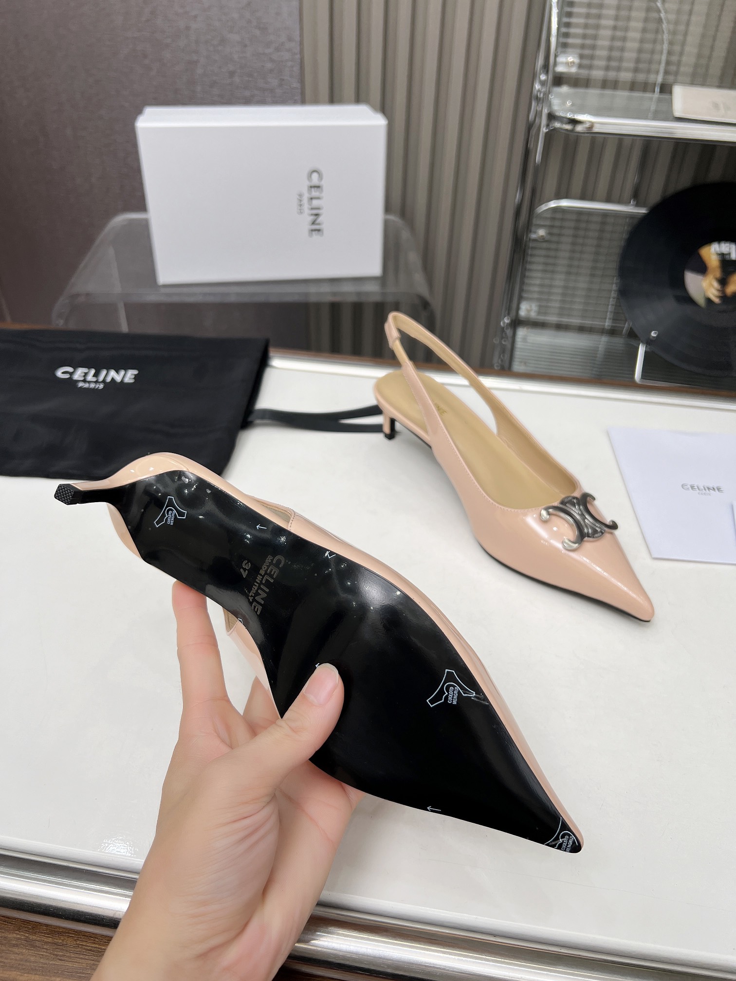 Celine Celine Alma Triomphe Slingback in Glossy-0003  35-42