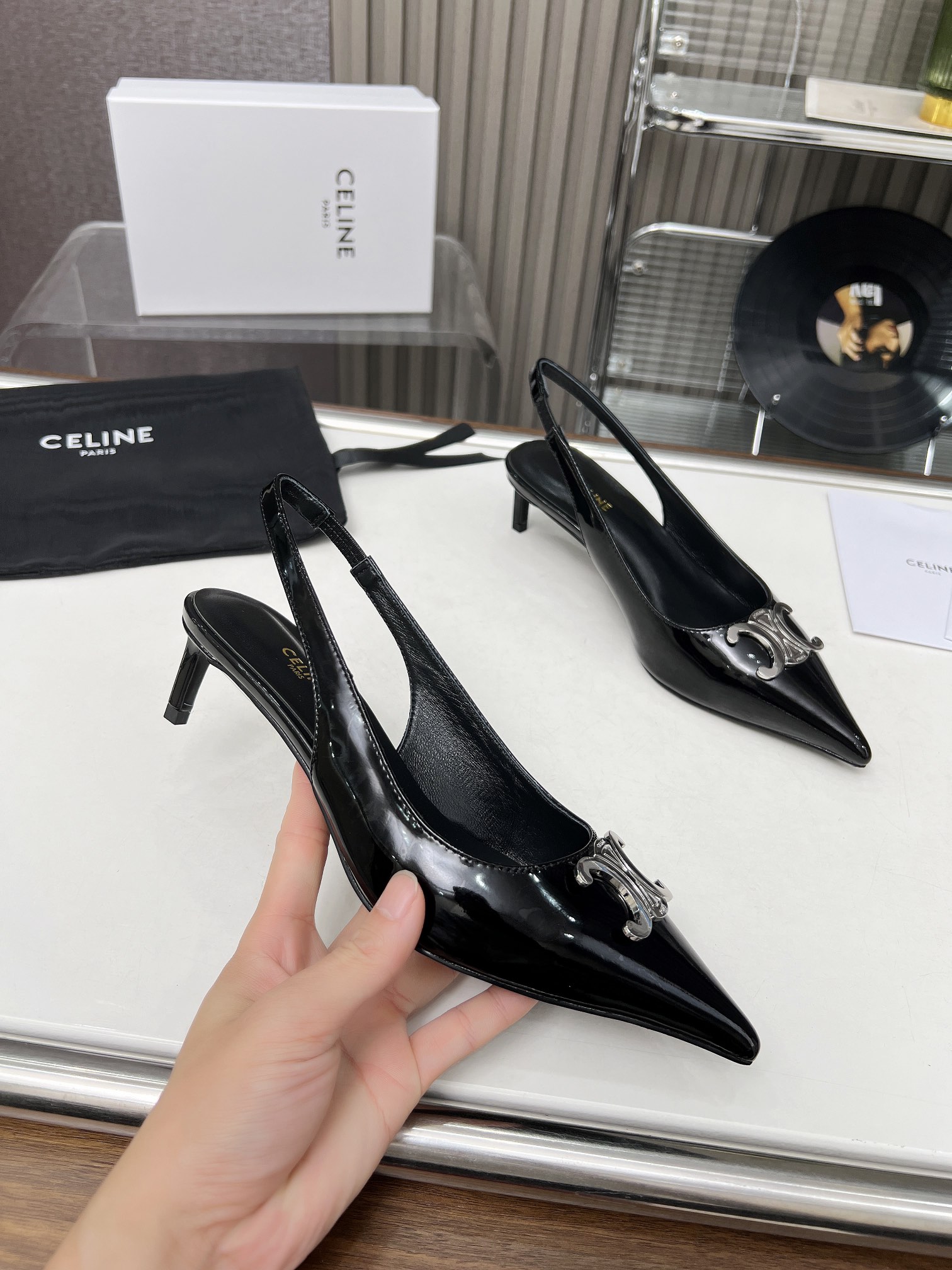 Celine Celine Alma Triomphe Slingback in Glossy-0004  35-42