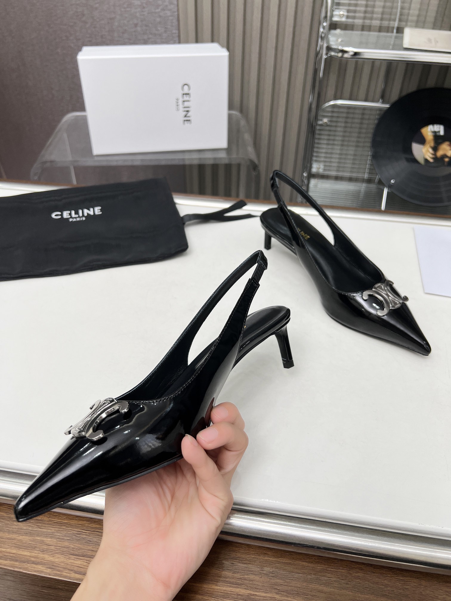 Celine Celine Alma Triomphe Slingback in Glossy-0004  35-42