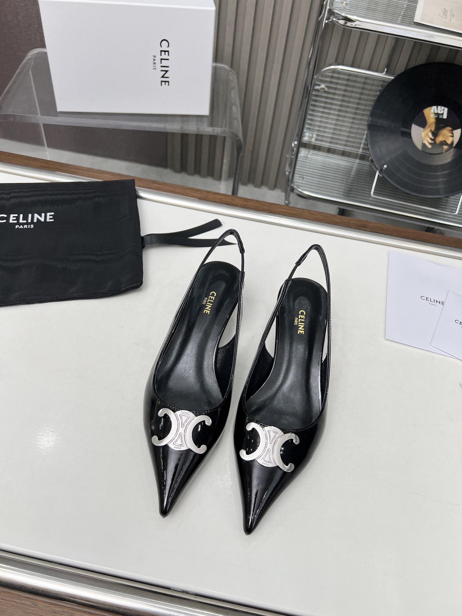 Celine Celine Alma Triomphe Slingback in Glossy-0004  35-42