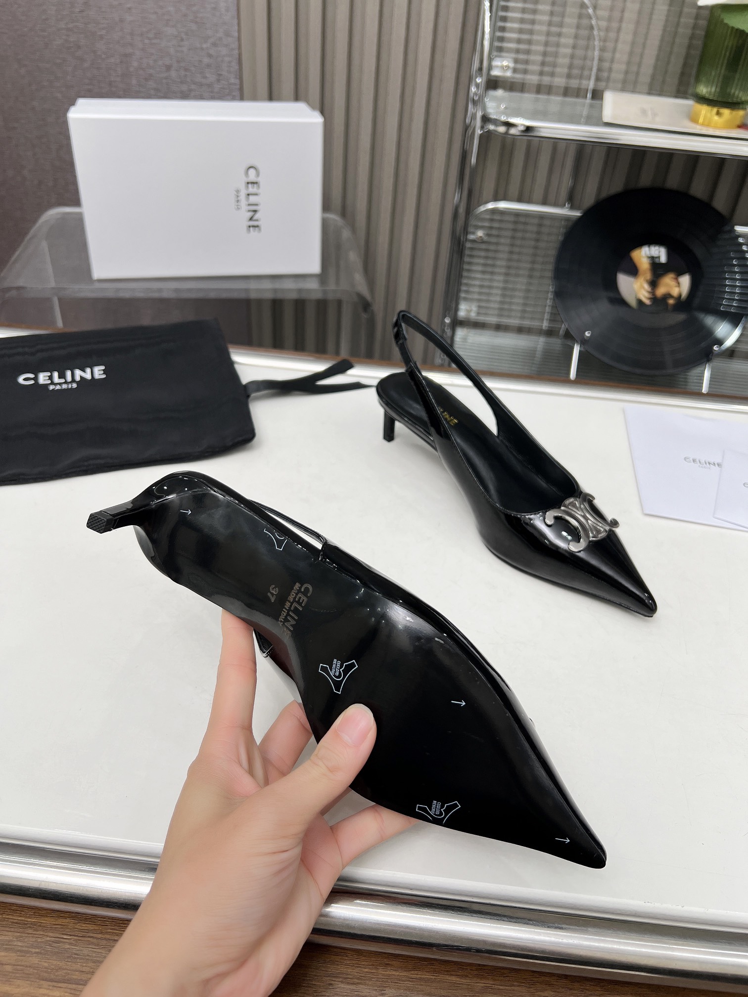 Celine Celine Alma Triomphe Slingback in Glossy-0004  35-42