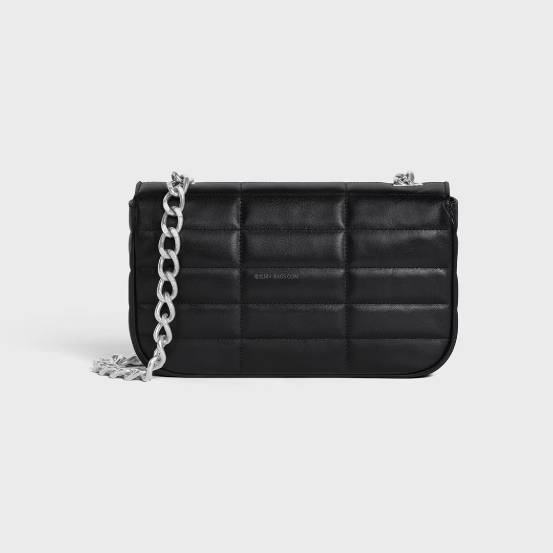 Celine Chain Shoulder Bag Matelasse Monochrome Celine In Quilted Goatskin Black with Silver